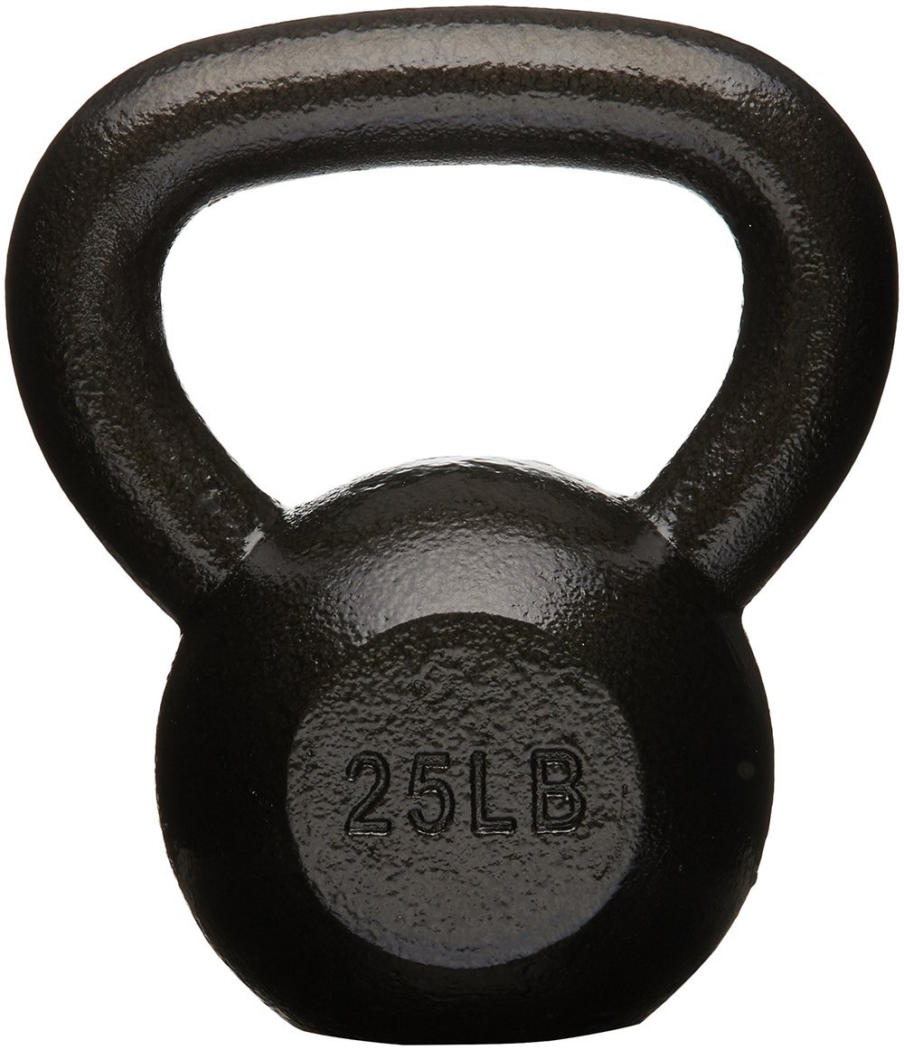 Amazon Basics Rubber Encased Hex Dumbbell (45 lbs) & Cast Iron Kettlebell (25 lbs) - Home Gym Strength Training Equipment for Weightlifting, CrossFit, and Full-Body Workouts