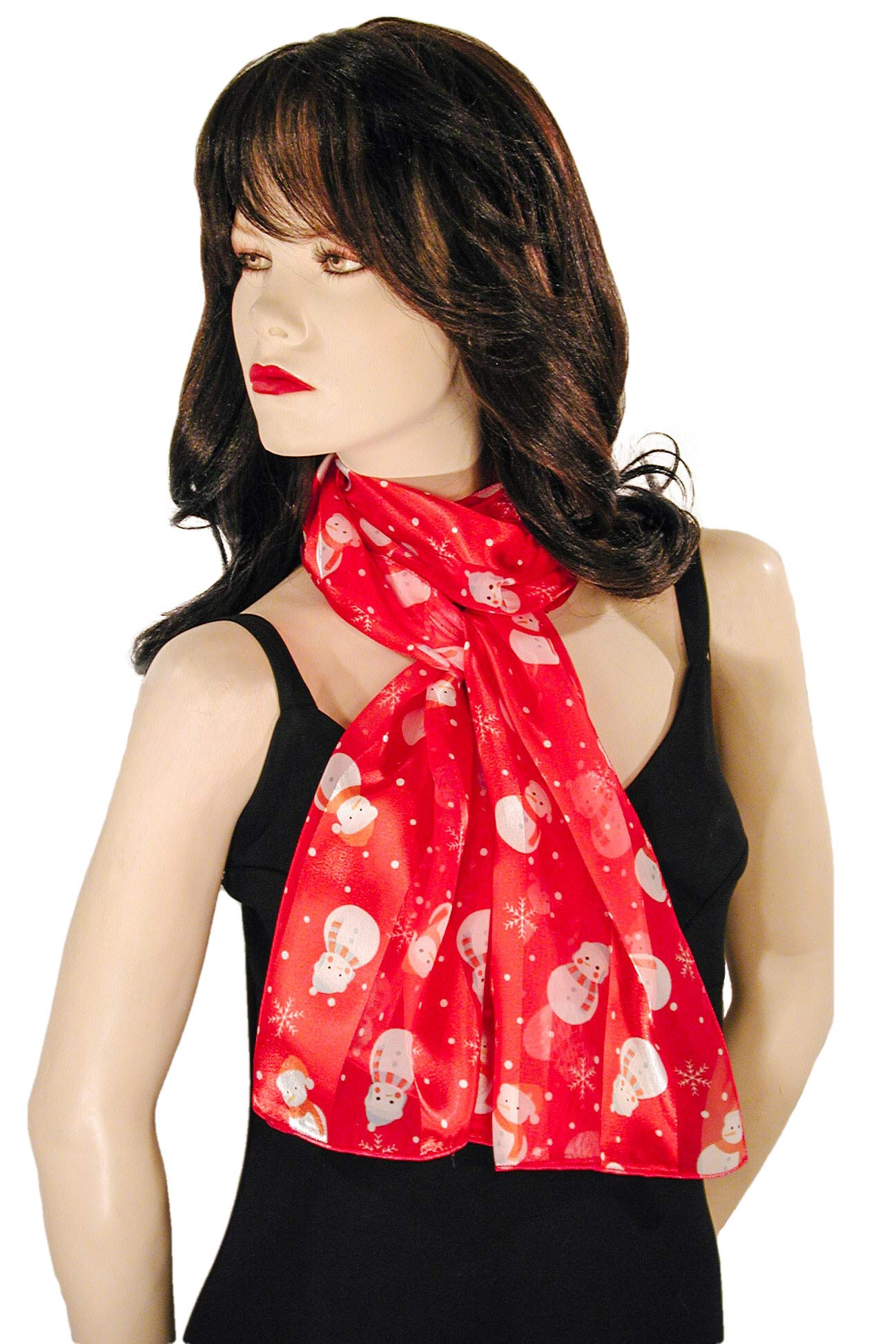 Festive Red Snowmen Christmas Scarves - Cozy Knit Winter Scarves for Holiday Parties & Outdoor Activities