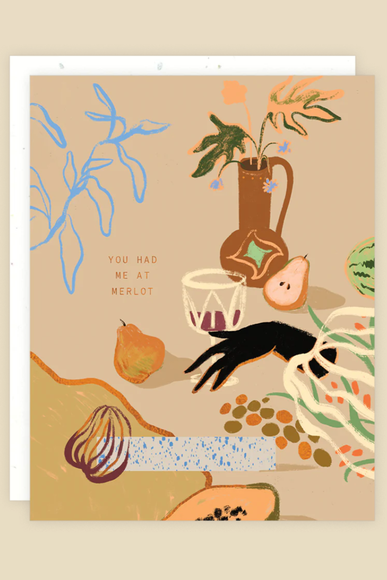 Had Me at Merlot Card - Funny Wine Lover Greeting Card for Birthdays, Anniversaries & Thank You Gifts - Perfect for Wine Enthusiasts & Sommeliers