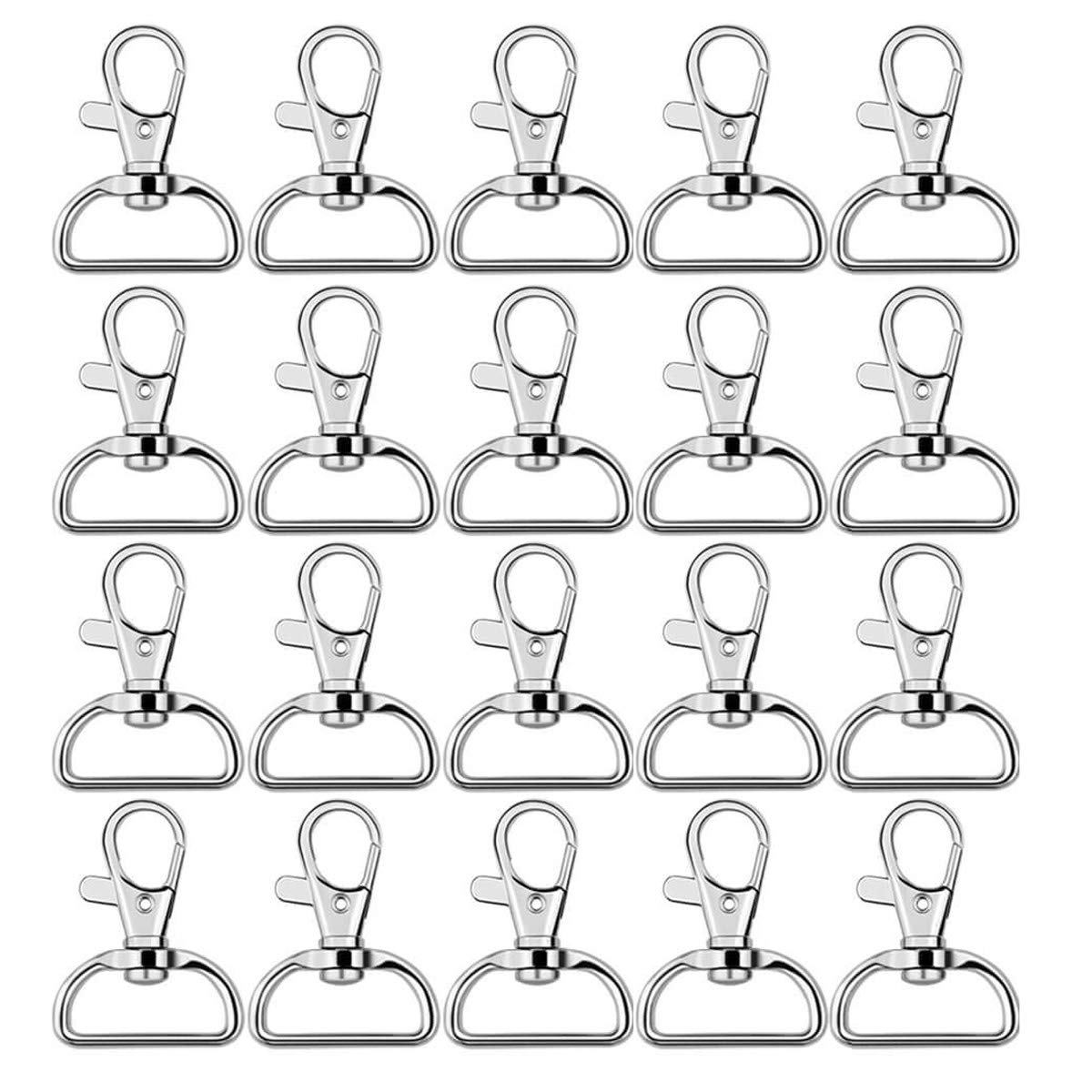50Pcs 1 Inch Inside Diameter Keychain Hooks - D-Ring Lobster Clasp Claw Swivel Eye Lobster Hooks for DIY Crafts, Jewelry Making, Keychains & Bag Accessories | Heavy Duty Metal Hardware for Secure Attachment