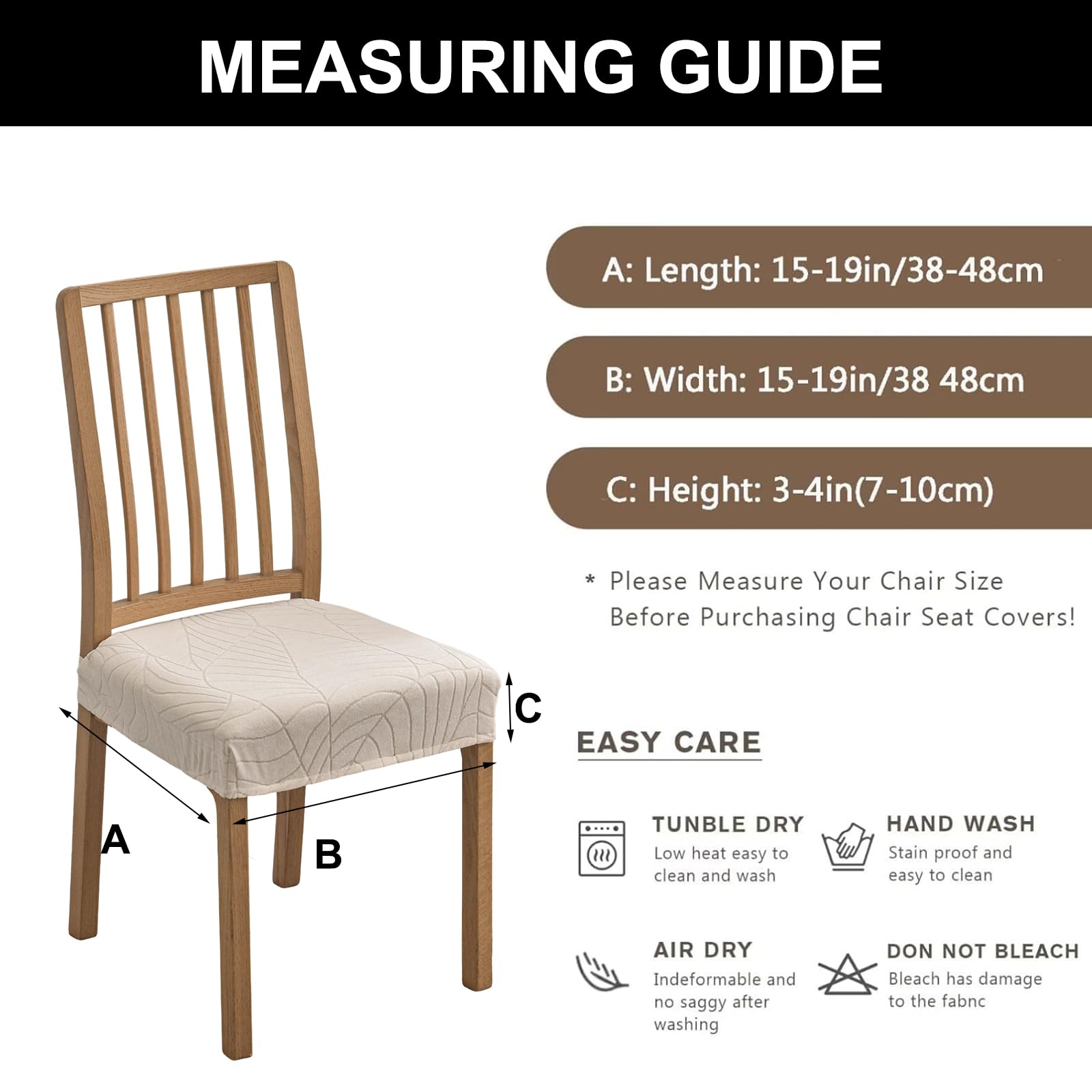 Premium Waterproof Stretch Jacquard Dining Chair Covers (Set of 4) - Washable & Removable Slipcovers for Kitchen, Dining Room & Home Decor - Perfect for Everyday Use & Special Occasions