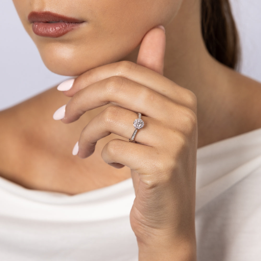 9ct White Gold 0.30 Carat Diamond Halo Solitaire Engagement Ring - Perfect for Proposals, Anniversaries & Special Occasions