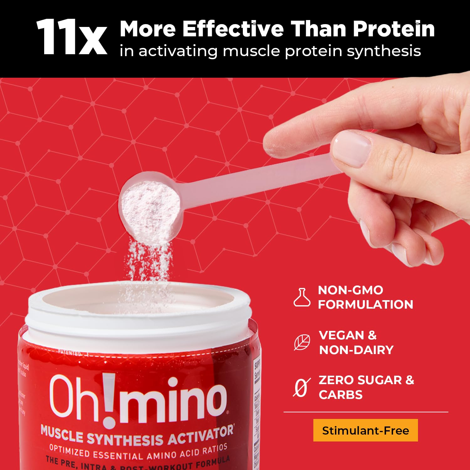 Oh!mino Amino Acids for Muscle Growth - BCAAs Powder Supplement for Pre & Post Workout, Vegan, Non-GMO, Zero Sugar & Low Carb - 40 Servings (Tropical Splash) - Ideal for Gym Training, Bodybuilding & Recovery