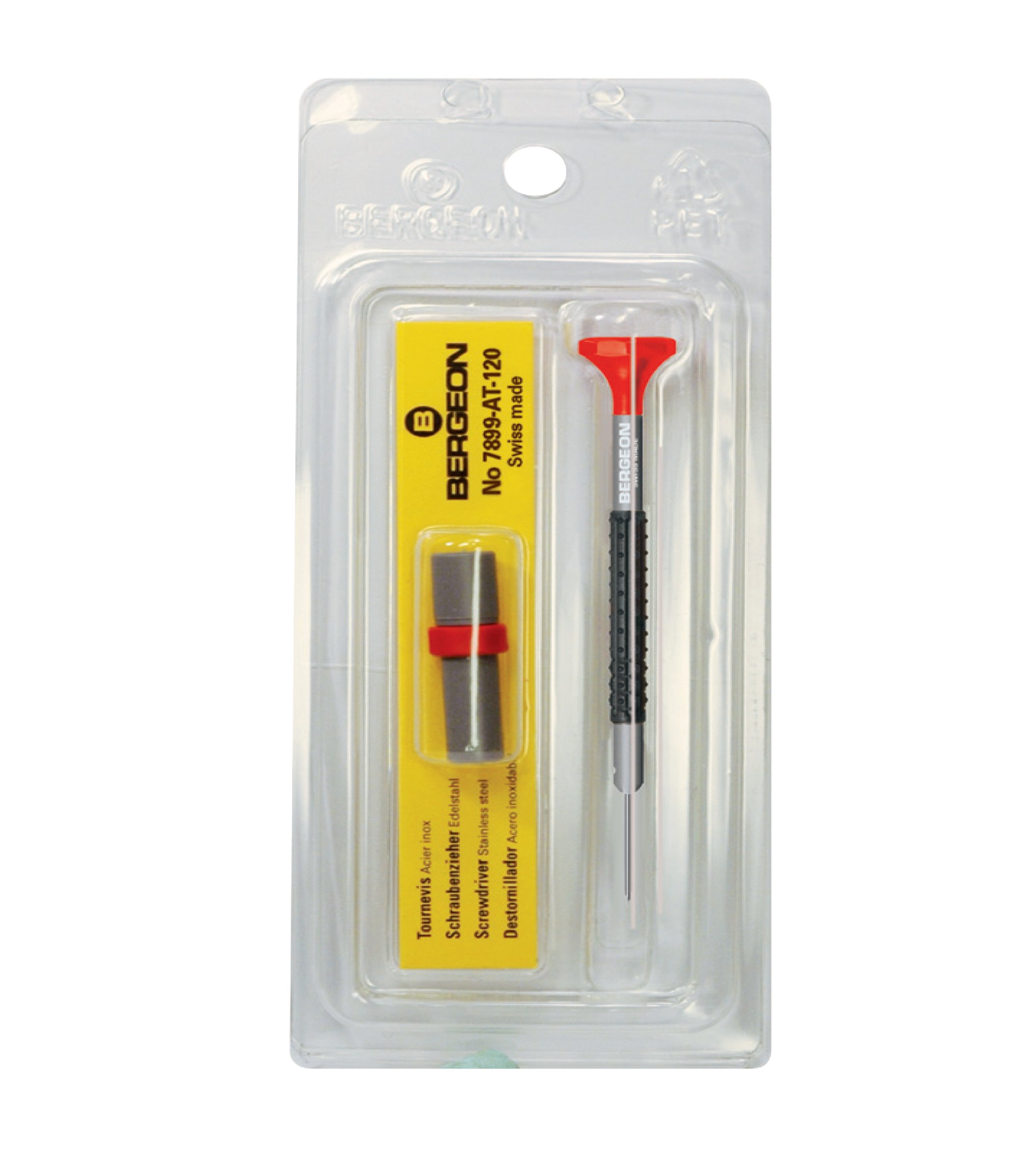 Bergeon 55-682 6899-AT-080 Professional 0.80mm Stainless Steel Watch Screwdriver Set with Ergonomic Handle & Spare Blades - Perfect for Watch Repair, Maintenance & Jewelry Making