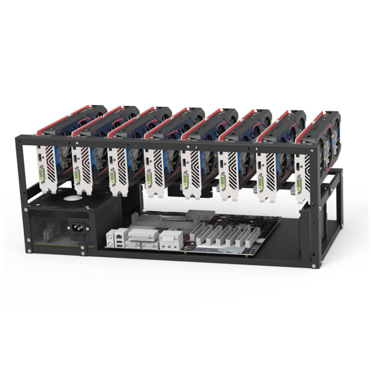 Mikikit RGB Open Air Computer Case - GPU Rack & Graphics Card Storage Bracket with Cold Rolled Sheet Metal for PC Builds, Gaming Rigs & Mining Rigs