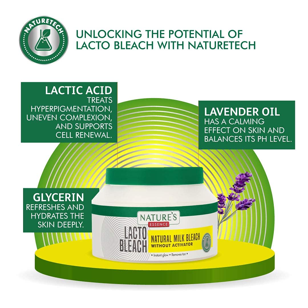 Nature's 4 Natures Lacto Bleach Tan Removal Cream with Milk & Honey - 50gm | Skin Brightening & Whitening Treatment | Perfect for Face, Hands & Body | Dark Spot Corrector for Summer & Sun Exposure