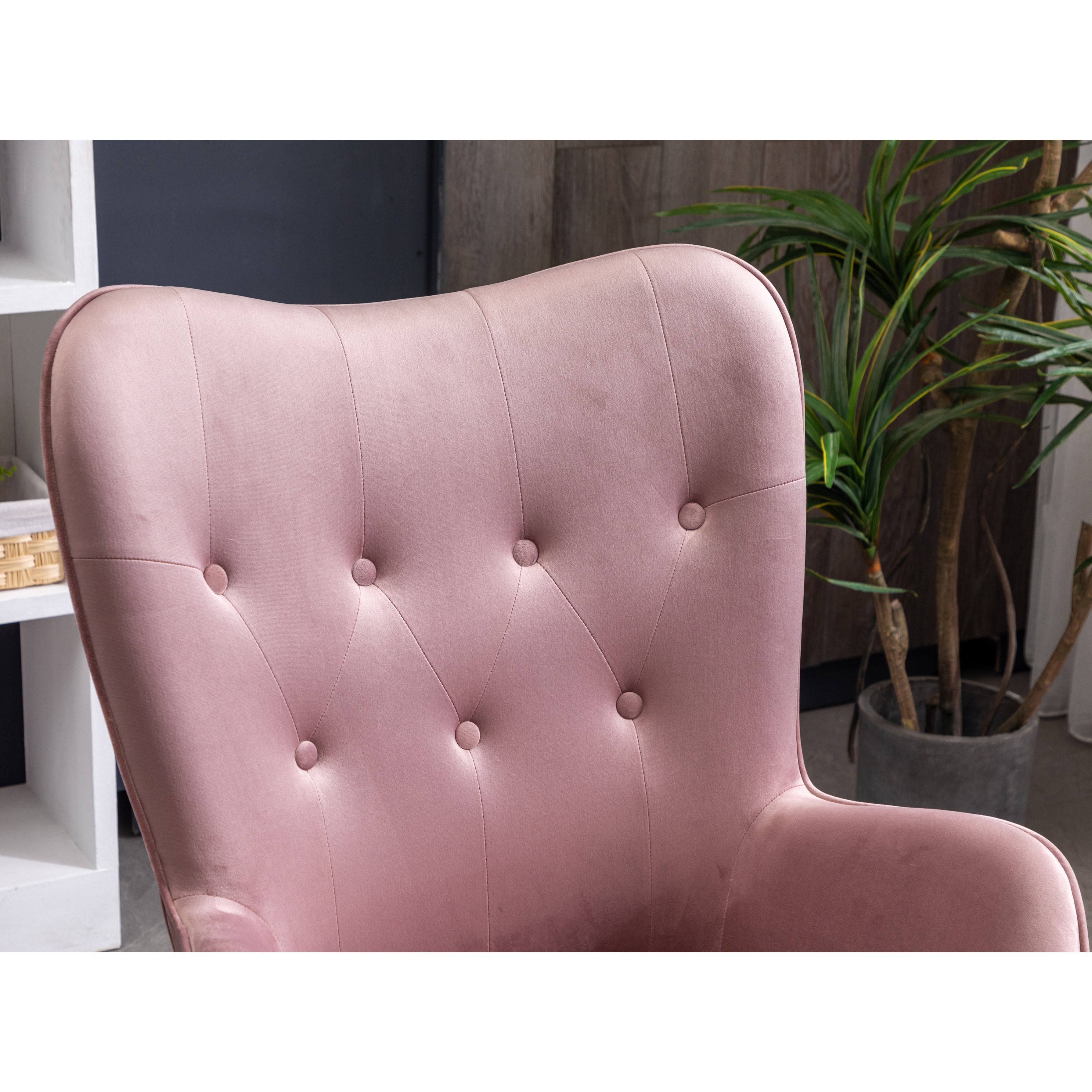 Roundhill Furniture Doarnin Contemporary Silky Velvet Tufted Button Back Accent Chair in Mauve - Elegant Living Room Seating for Home Office, Bedroom or Lounge Area