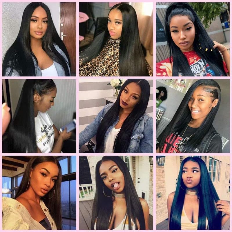 YAREESONG 100% Unprocessed Brazilian Virgin Human Hair Bundles - 3 Bundles 12A Grade Straight Weave Extensions (Natural Black, 34/36/38 Inch) for Stunning Everyday, Party & Special Occasion Hairstyles
