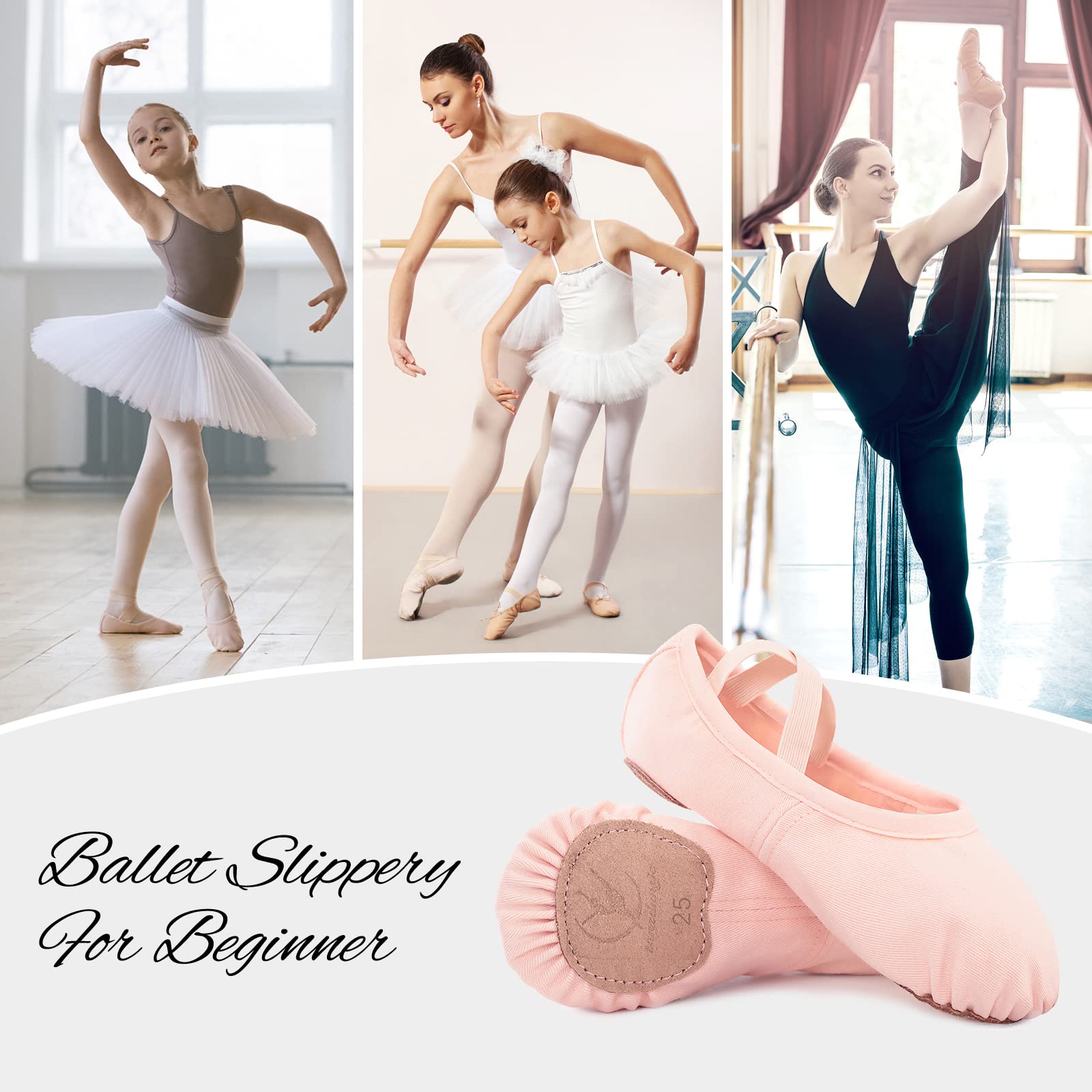 Women's Ballet Shoes - Stretch Canvas Dance Slippers for Girls, Teens & Adults | Perfect for Ballet Class, Practice & Performances