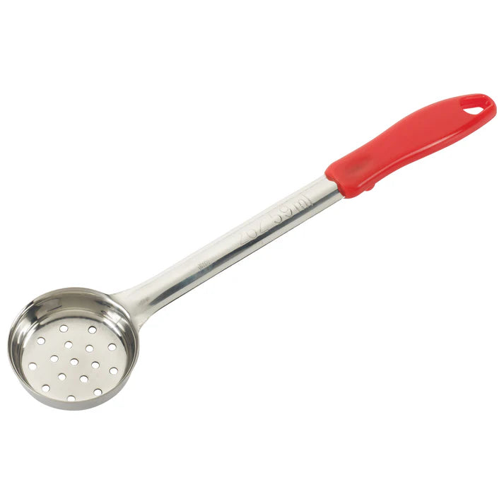 Winco 2 Oz Portion Control Spoon with Red Handle - Perfect for Food Service, Restaurants & Meal Prep - Durable FPP2 Plastic Scoop for Ice Cream, Sauces & Bulk Foods