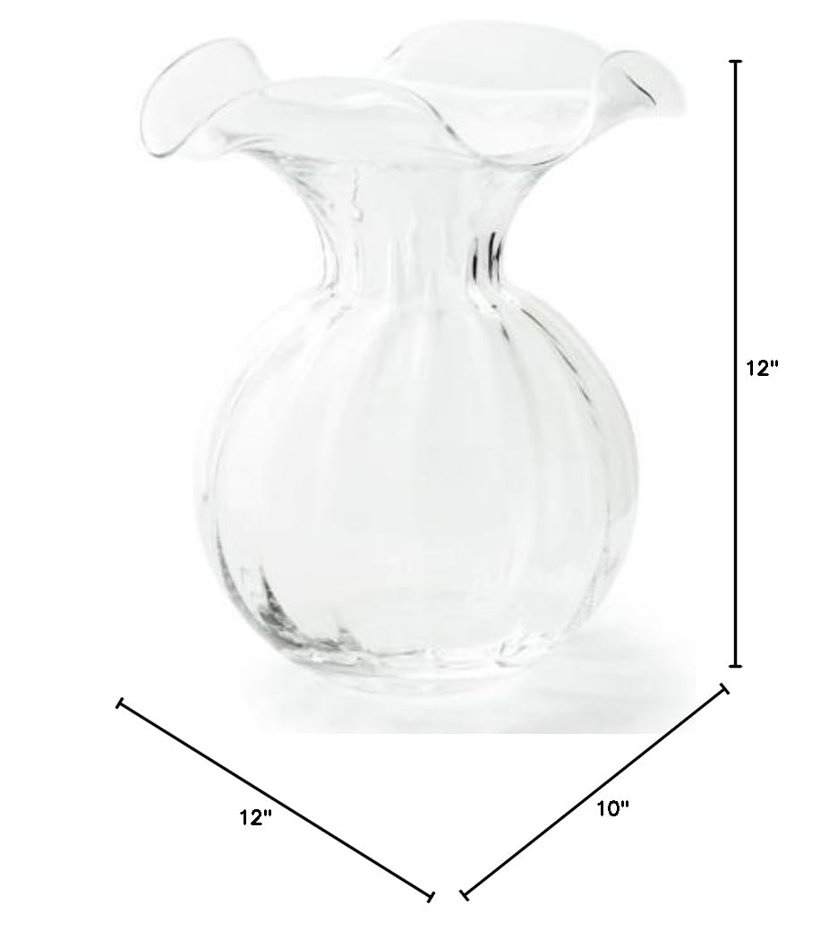 Vietri Hibiscus Glass Clear Large Fluted Vase - 10