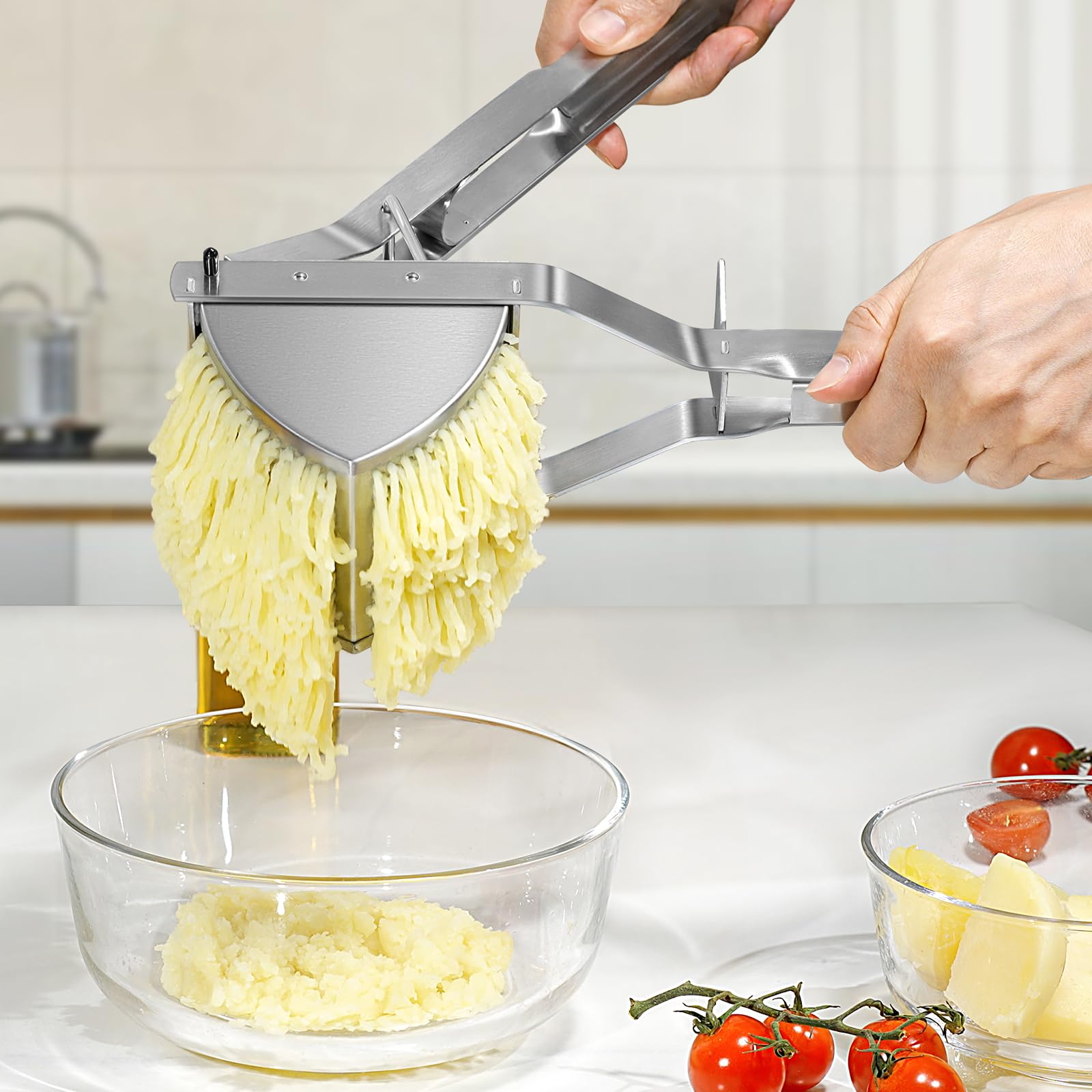 Sopito Stainless Steel Potato Ricer - Professional Multifunctional Fruit & Vegetable Masher for Smooth Fluffy Mashed Potatoes, Baby Food & Purees - Perfect for Home Cooking, Baking & Meal Prep