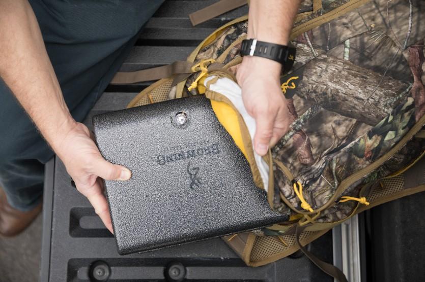 Browning PVPORT Portable Pistol Safe - Compact Handgun Safe for Travel & Home Security - Ideal for Concealed Carry, Nightstand, and Vehicle Storage