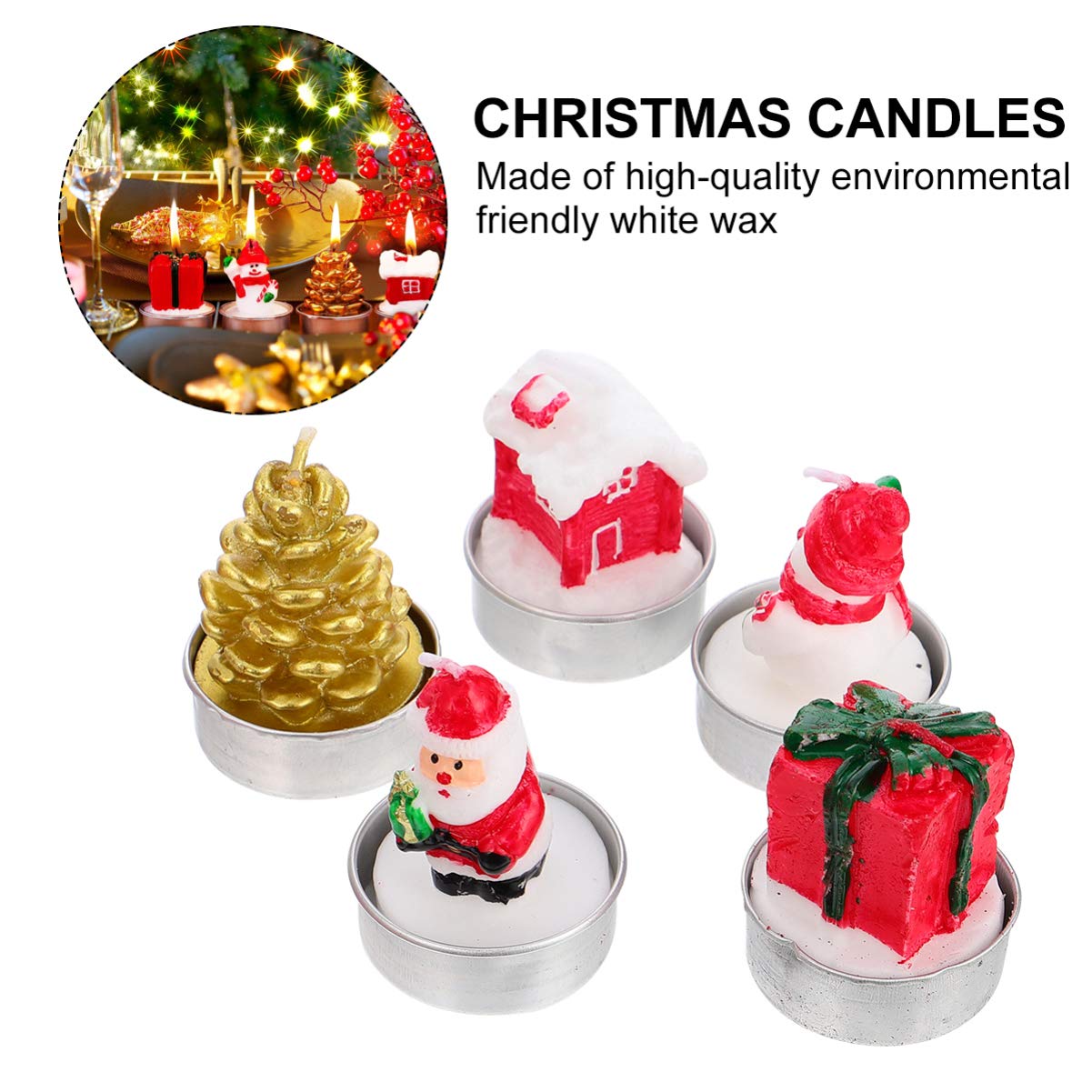 HEALLILY 15pcs Christmas Candles - White Wax Tealight Candles for Xmas Decorations, Holiday Parties, Romantic Proposals & Festive Home Decor