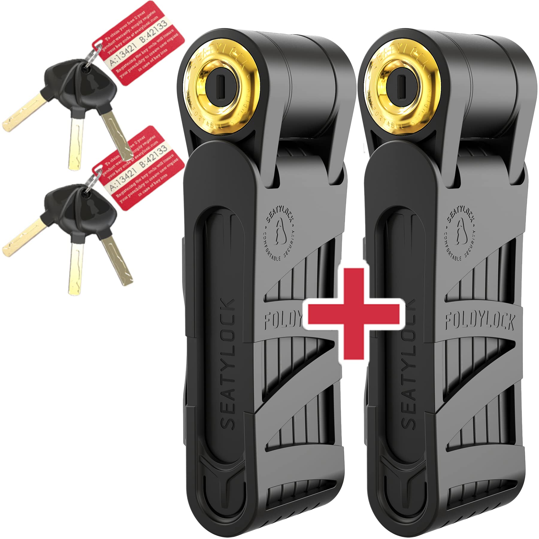 FoldyLock Forever Folding Bike Lock Set - 2 Heavy Duty Anti-Theft Bicycle Locks with 6 Keys - 18/18 Sold Secure Gold Rated High Security Bike Lock for Bicycles & E-Bikes (90cm) - Perfect for Urban Commuting, Cycling Tours & Electric Scooters