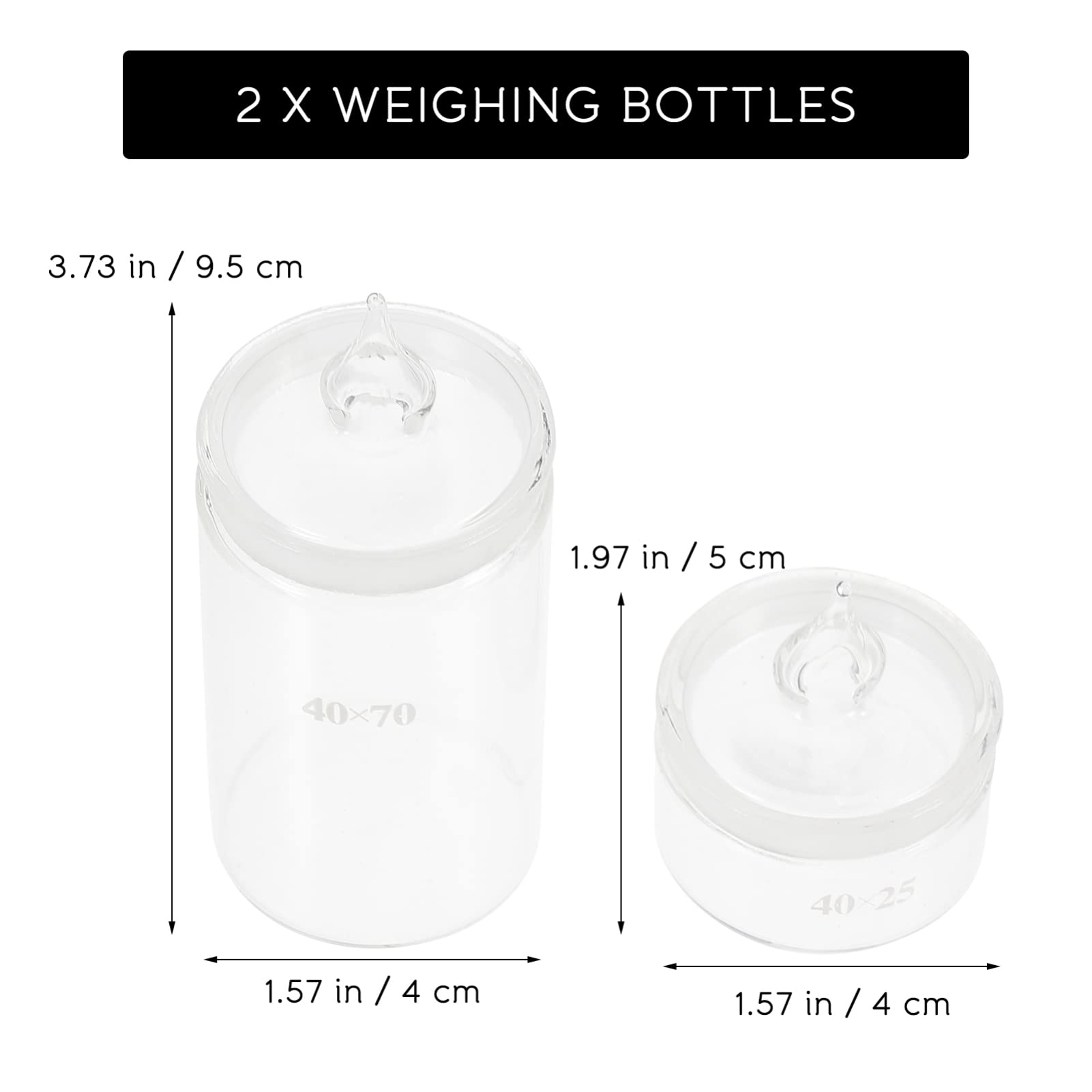 Premium Clear Borosilicate Glass Weighing Bottles - Tall & Low Form with Interchangeable Ground Stoppers - Lab Equipment for Chemical Storage & Precise Measurements - Ideal for Laboratories, Research & Scientific Experiments