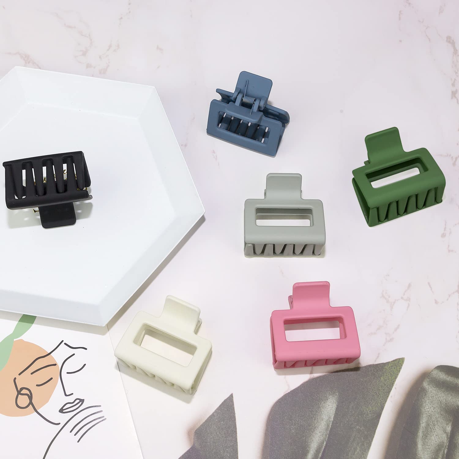 4Pcs Medium Hair Clips - Square Matte Non-Slip Claw Clips for Women & Girls, Strong Hold Rectangle Jaw Clips for Long or Short Hair - Perfect for School, Work, Gym & Daily Styling