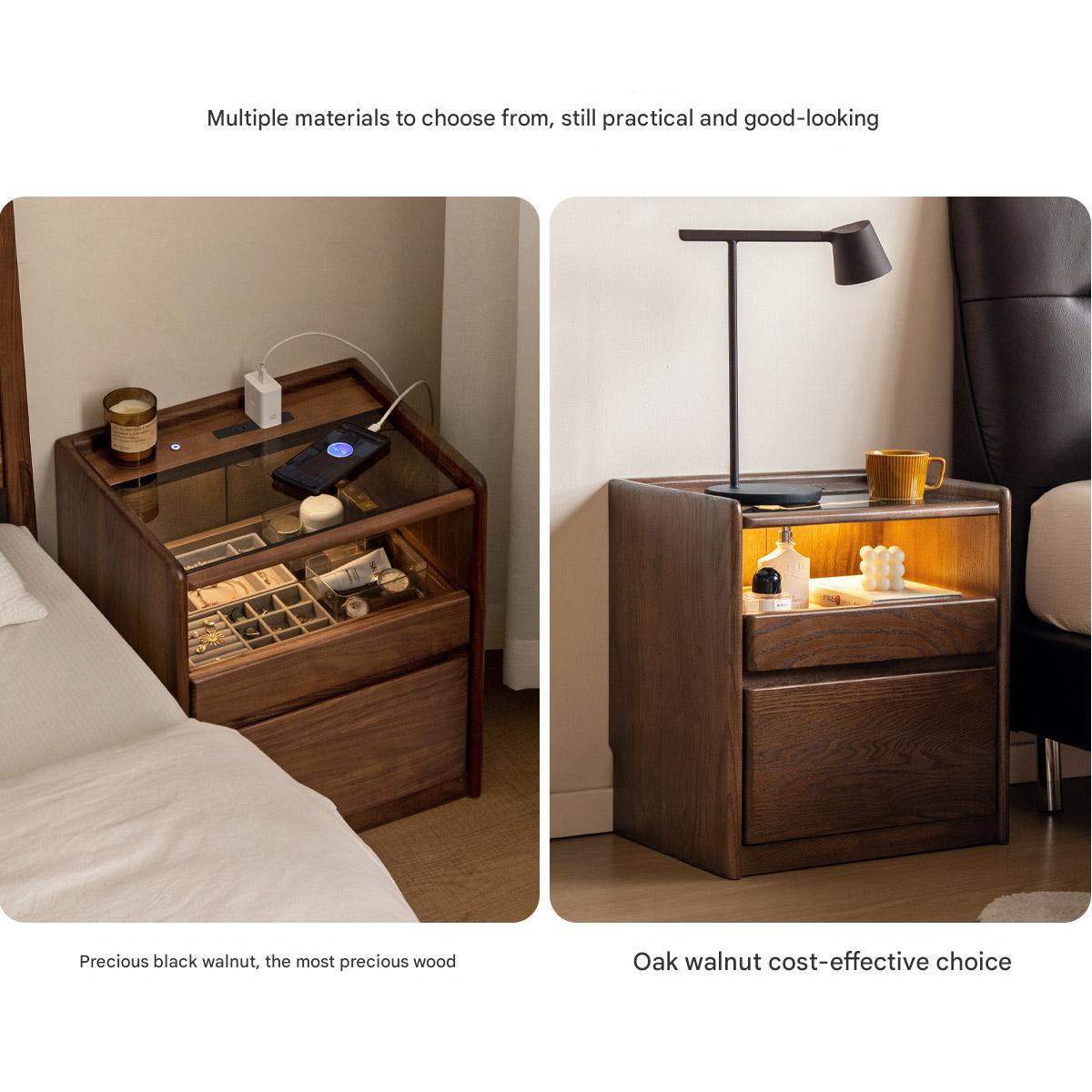 Modern Oak & Ash Solid Wood Nightstand - Stylish Bedside Table for Bedroom, Living Room, or Guest Room - Perfect for Storage & Décor