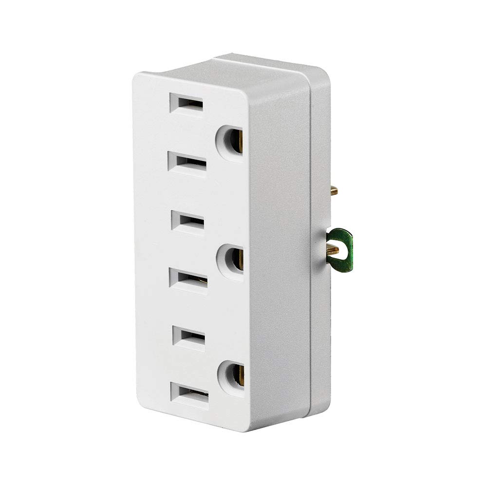 Leviton 698-W 15 Amp 125 Volt Grounding Triple Outlet Adapter - White | Power Strip for Home Office, Bedroom & Travel Use