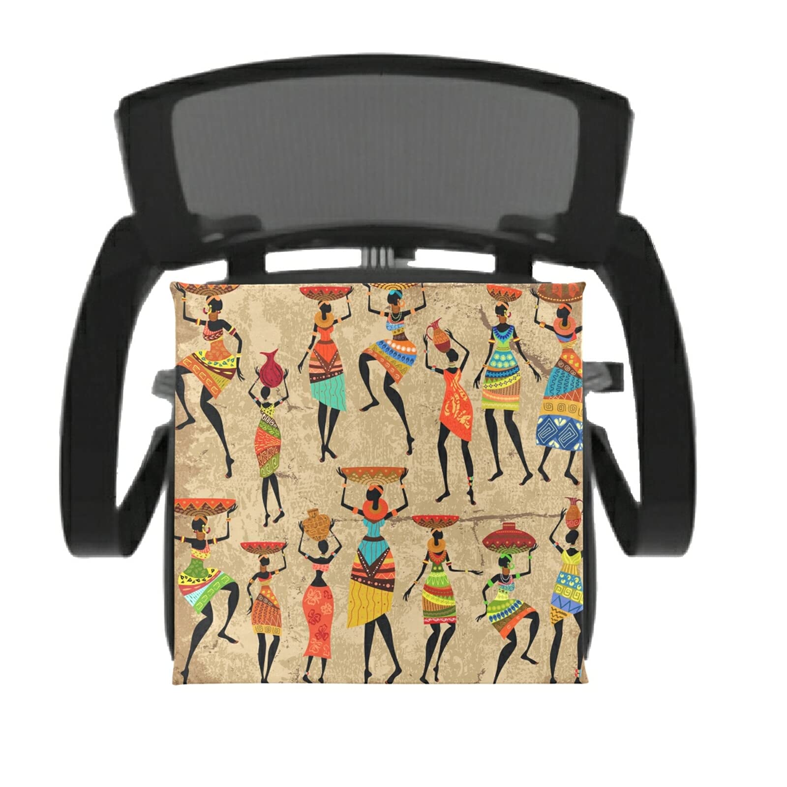 African Print Grunge Chair Cushion - Memory Foam Seat Pad with Washable Cover for Dining, Kitchen & Office Chairs | Comfortable Support for Work, Meals & Relaxation