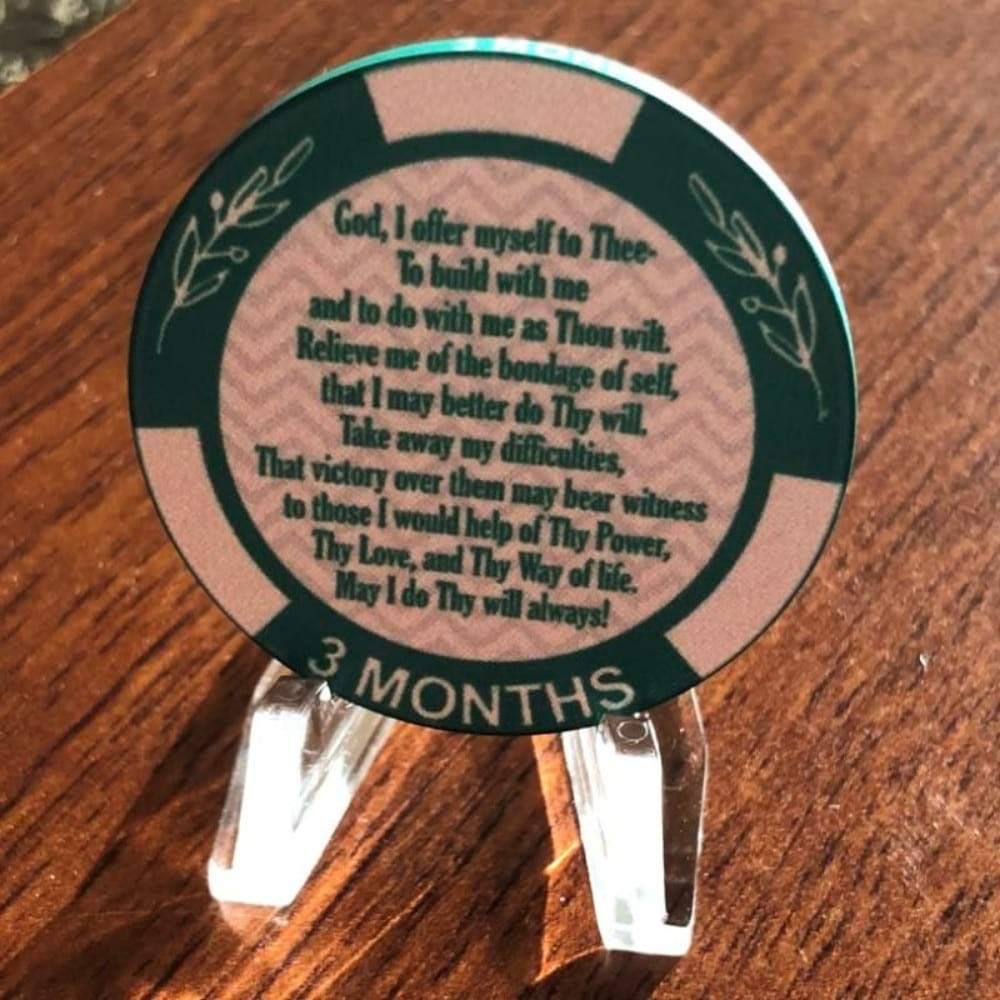 90 Day Sobriety Chip - 3 Month AA Recovery Token with Third Step Prayer Engraved - Inspirational Alcoholics Anonymous Coin for Milestone Celebrations & 12-Step Meetings
