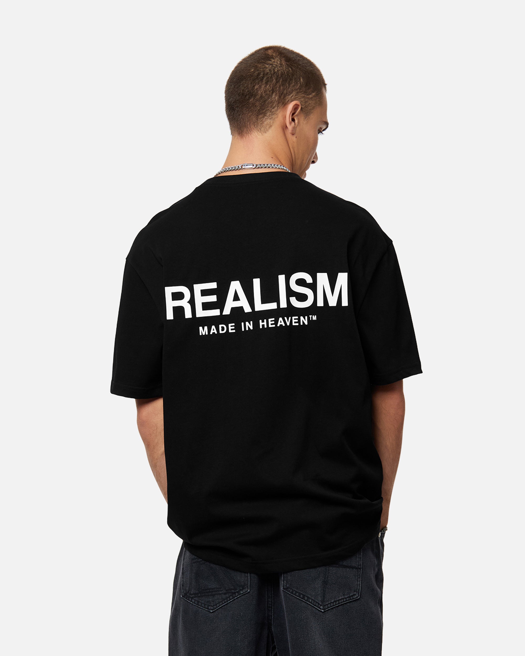 SSS Realism Heaven Logo Tee - Jet Black Men's Graphic T-Shirt | Streetwear Fashion for Casual Wear & Urban Style