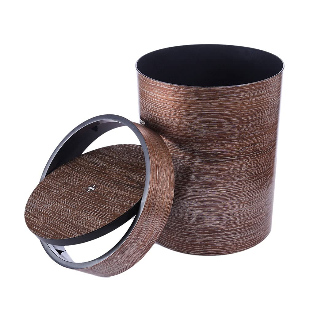 Eco-Friendly Wood Grain Trash Can with Open Lid - Stylish Kitchen & Living Room Waste Bin for Home, Bedroom, Office | Durable Indoor Garbage Storage with Shake-Proof Design | Perfect for Recycling, Organic Waste & Daily Trash Disposal