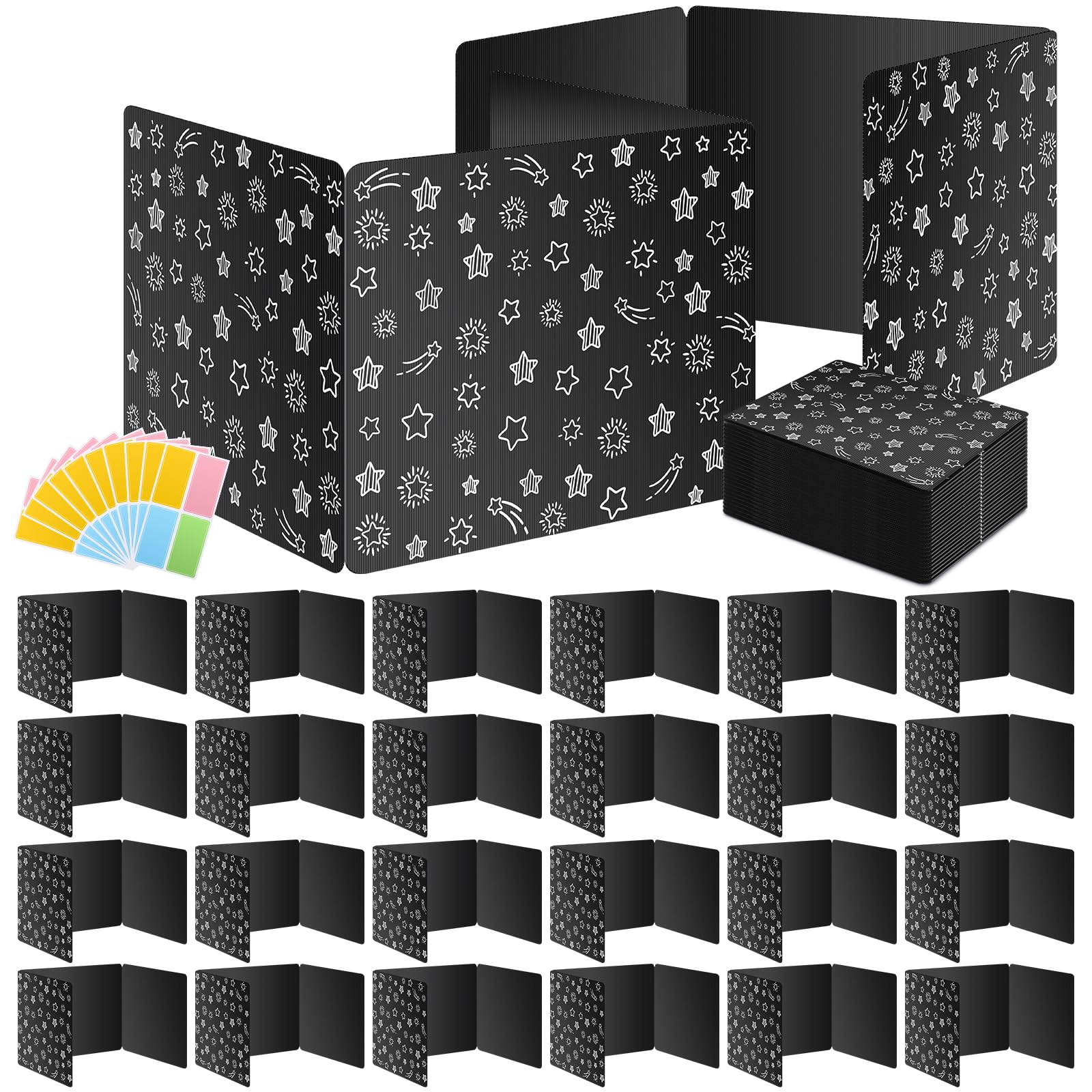 24-Pack Black Waterproof Plastic Desk Dividers for Students - Durable Study Carrel & Testing Privacy Shields - Easy to Clean Classroom Supplies for Teachers | Perfect for Exams, Study Sessions & Organized Learning Spaces
