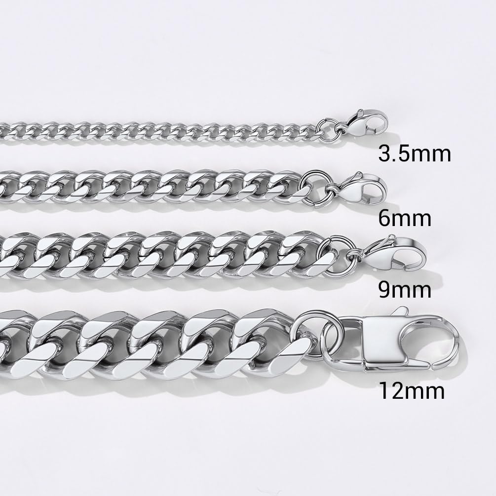 PROSTEEL 316L Stainless Steel Cuban Link Bracelets for Men - Gold, Black & Silver Tone Hypoallergenic Jewelry (7.5