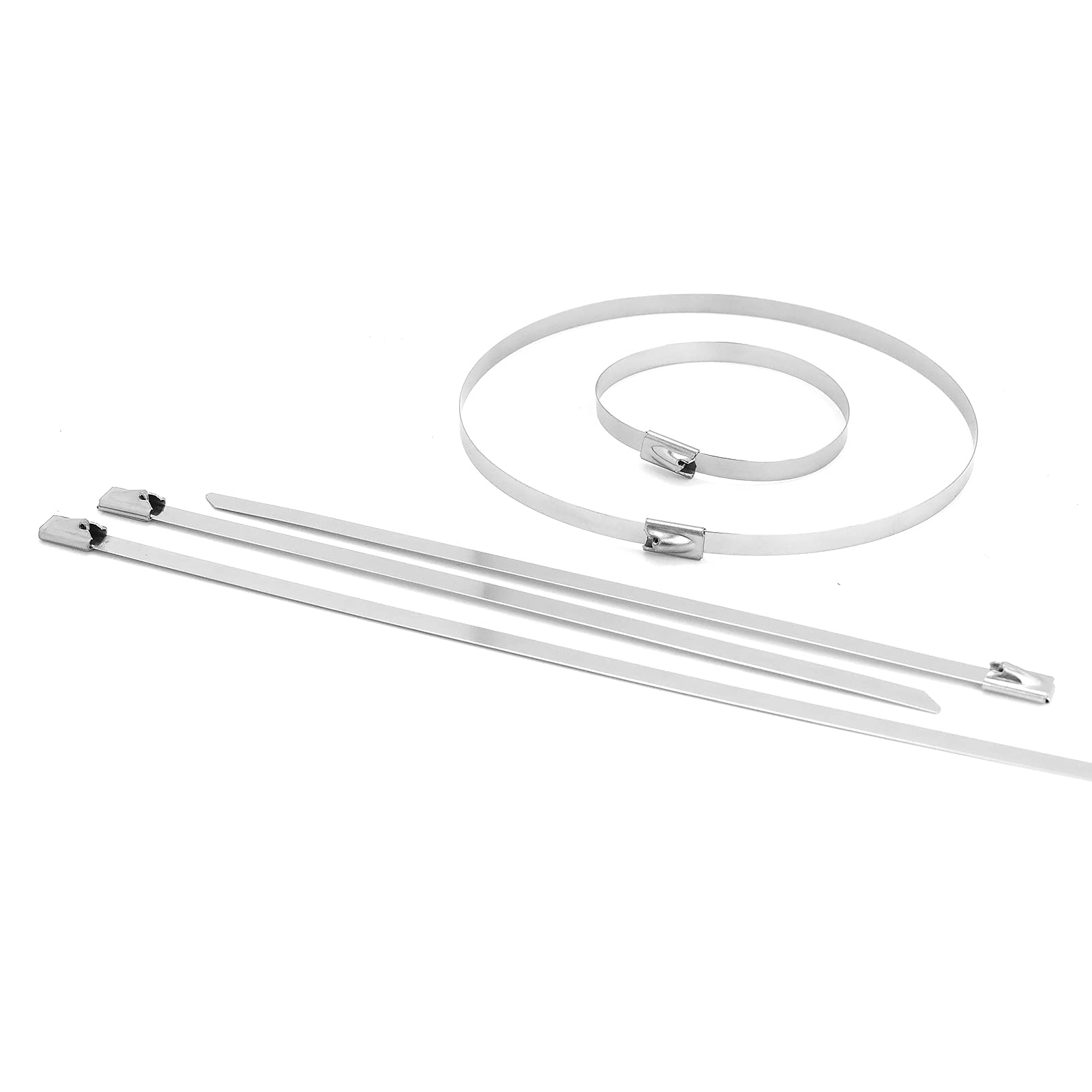 100PCS 14 Inch 304 Stainless Steel Heavy Duty Zip Ties - Metal Locking Cable Ties for Exhaust Wrap, Garage, Outdoor Use, Gardening & Industrial Applications (13.8 Inch)