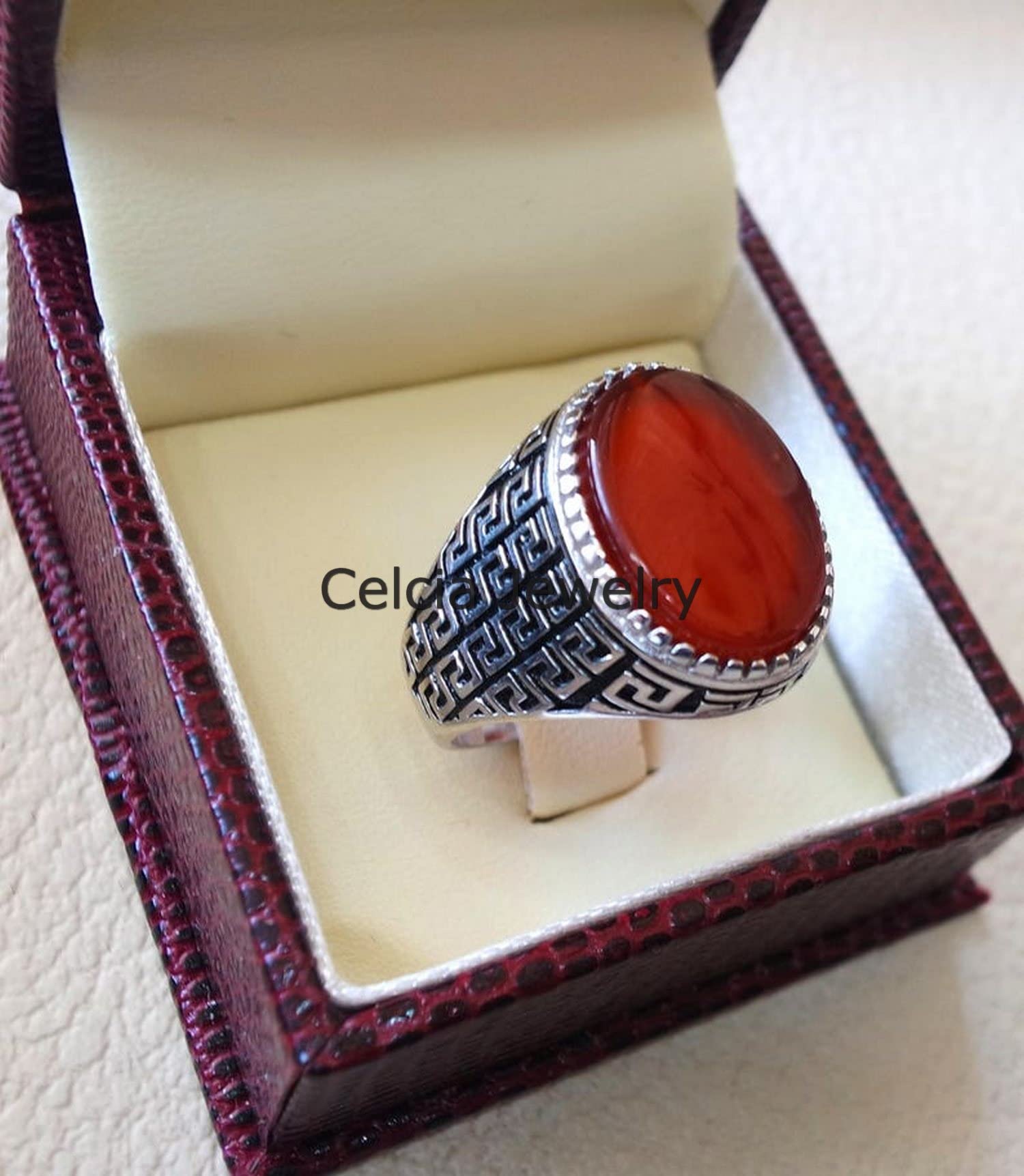 Genuine Carnelian Gemstone Antique Handmade Statement Ring - Wedding, Engagement, Proposal, Anniversary & Birthday Gift for Women - Perfect for Special Occasions, Date Nights & Romantic Surprises