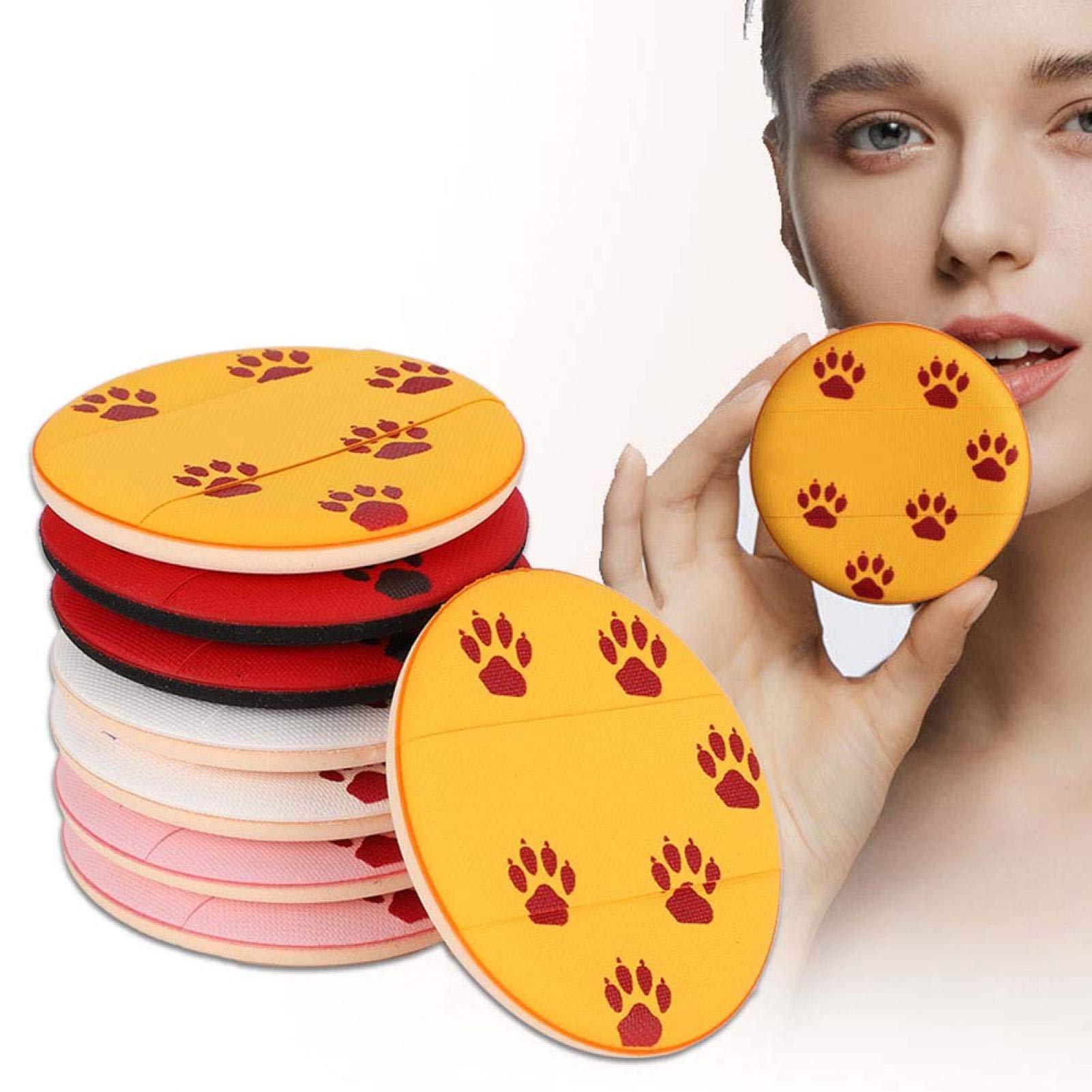 8-Piece Pure Cotton Powder Puff Set - Round Air Cushion Makeup Sponge for Face Powder & Foundation - Perfect for Cat Eye Makeup & Beauty Blending