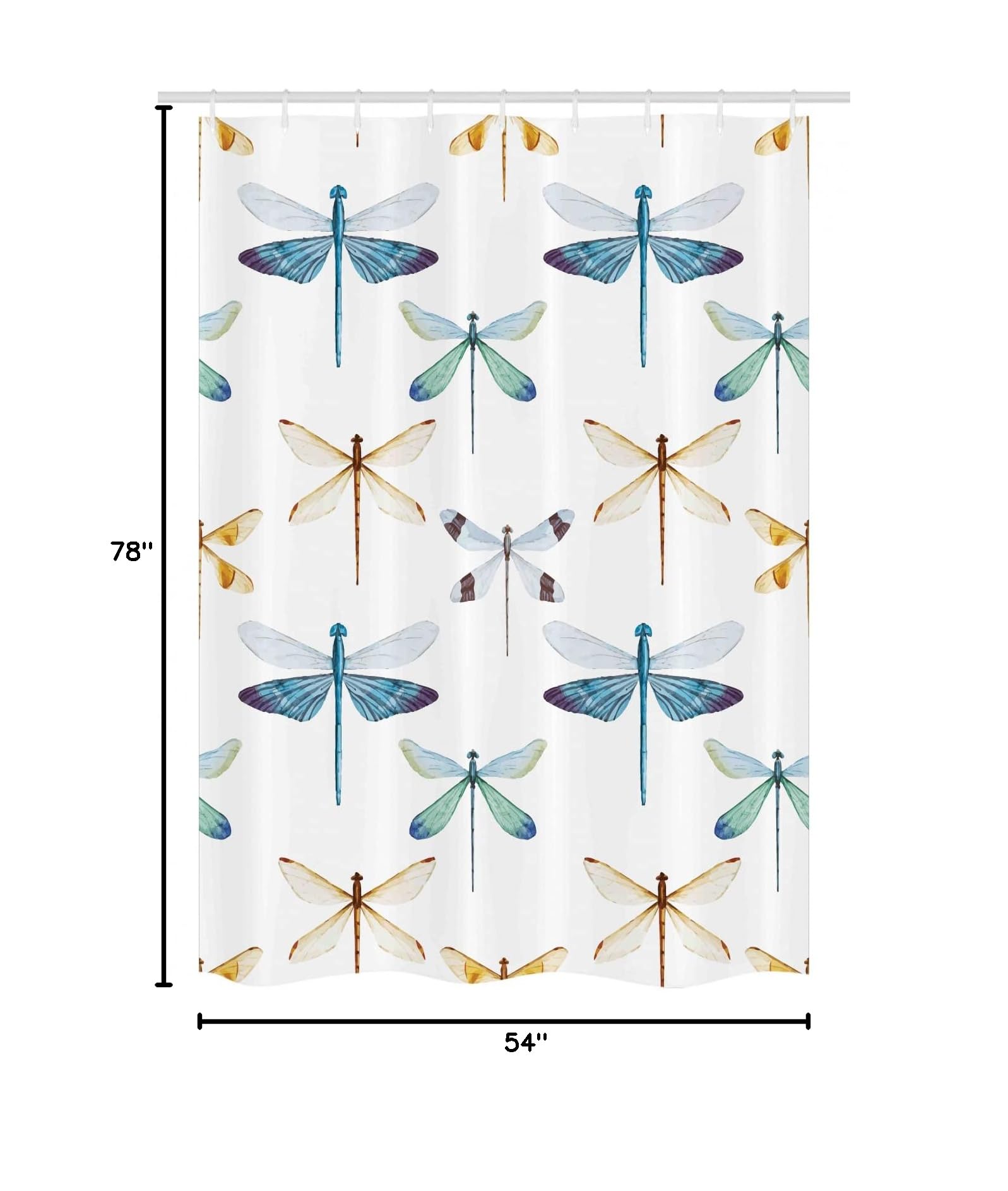 Ambesonne Dragonfly Shower Curtain - Vibrant Orange & Blue Dragonfly Pattern Bathroom Decor with Hooks, 54