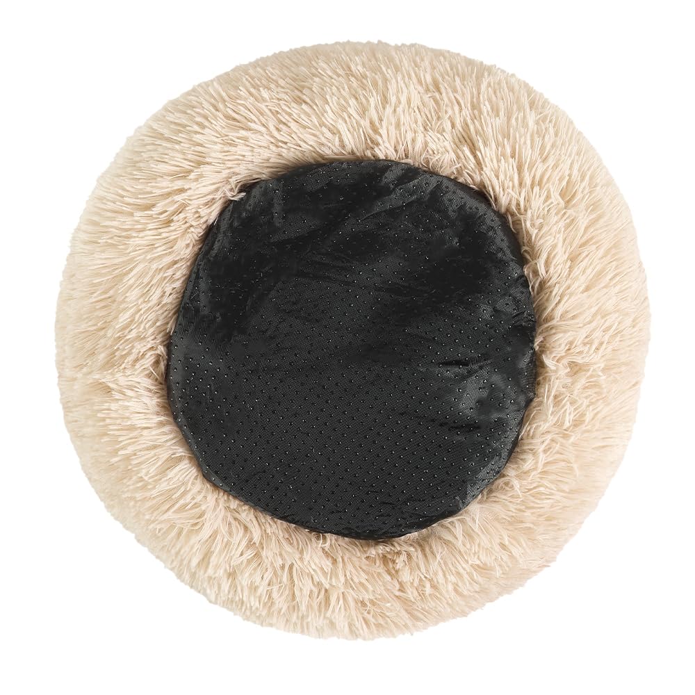 Otoez Round Donut Dog Bed for Medium Dogs - Washable Calming Pet Bed with Non-Slip Waterproof Bottom, Plush Fluffy Anti-Anxiety Cuddler for Cats & Dogs (31.5