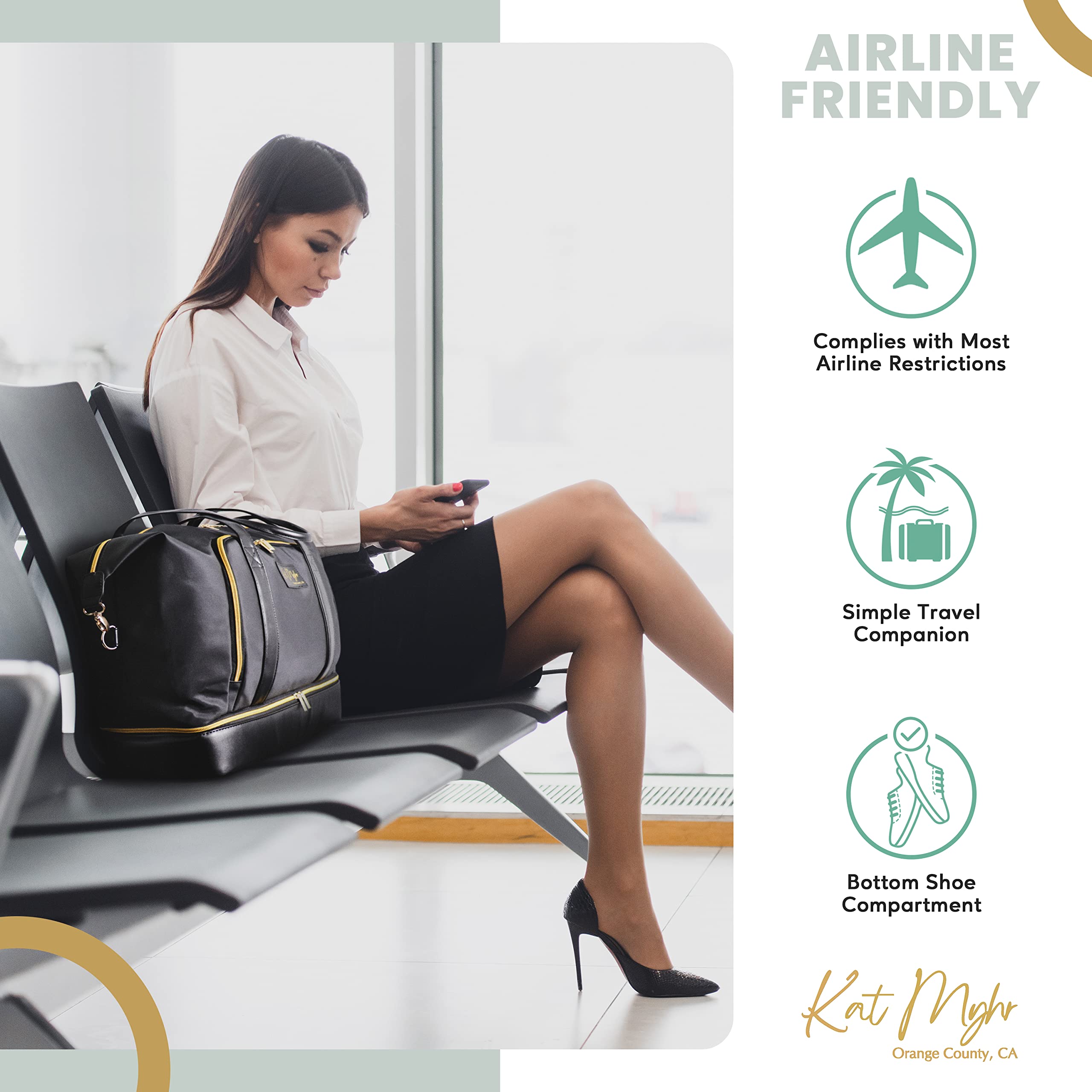 Stylish Women's Travel Weekender Bag - Durable Overnight Duffle Carry On with Shoe Compartment | Perfect for Gym, Weekend Getaways & Air Travel | Ideal for Workouts, Short Vacations & Business Trips | Great for Yoga Class, Beach Trips & Overnight Business Meetings