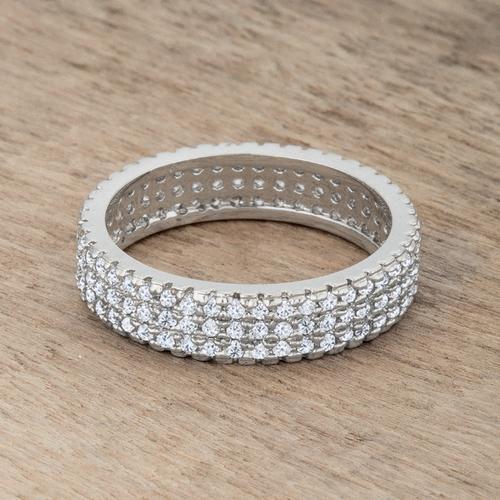 1.3ct Cubic Zirconia Rhodium-Plated Classic Wedding Band Ring for Women - Elegant Bridal Jewelry & Anniversary Gift