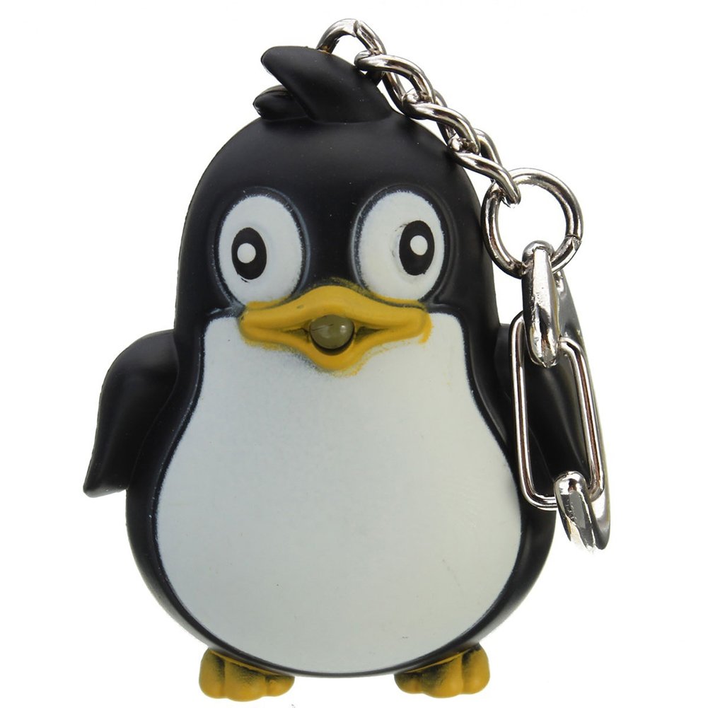 Cute Animal Penguin LED Keychain Light with Sound - Portable Key Ring Flashlight, Christmas Gift for Kids & Adults - Perfect for Nighttime Safety, Key Finding, and Holiday Decorations