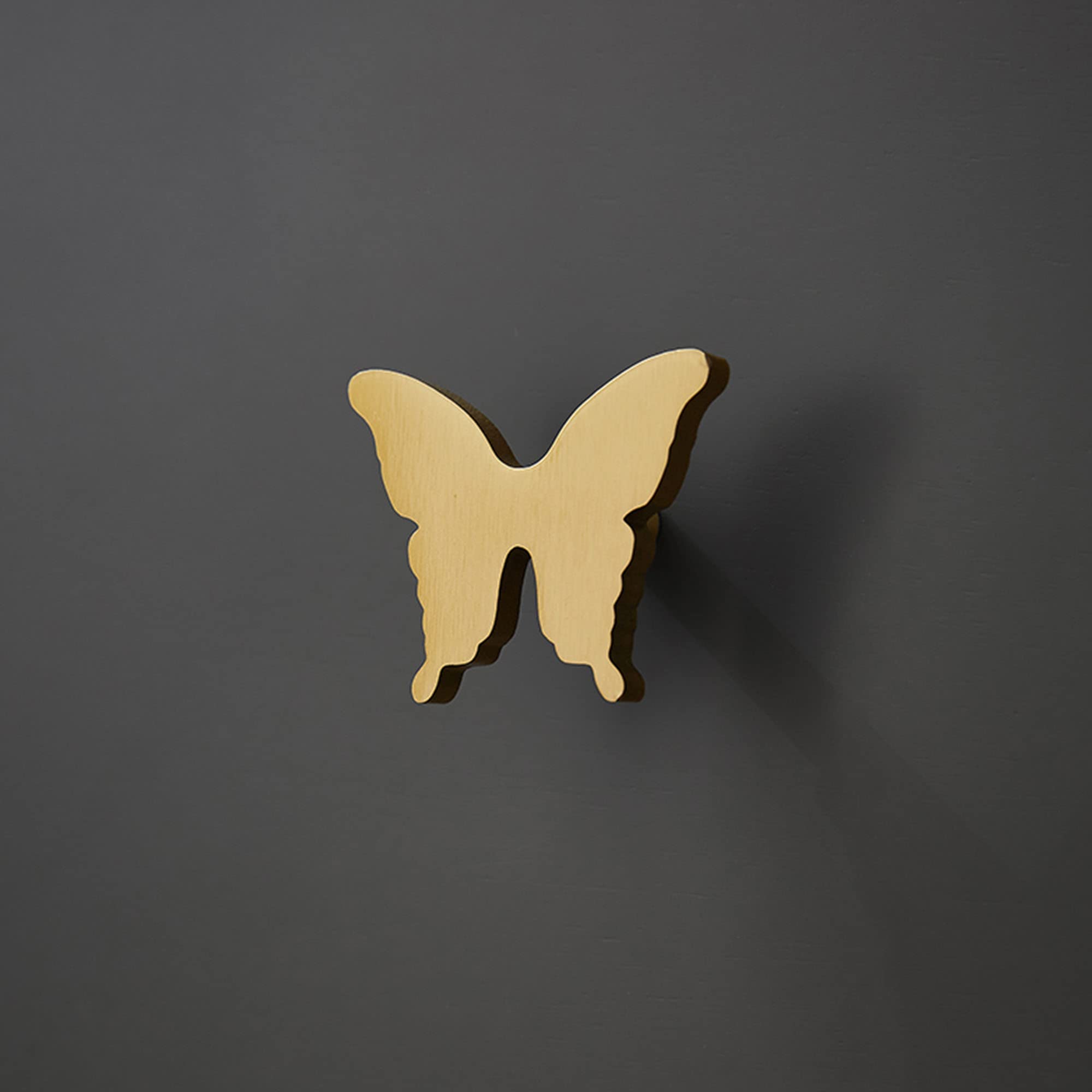 Gold Solid Brass Bear Drawer Knobs and Handles - Cute Animal Cabinet Pulls for Kids Bedroom Furniture - Butterfly Design Door Hardware for Children's Room Decor (Set of 10) - Perfect for Nursery, Playroom, and Toddler Furniture Upgrades