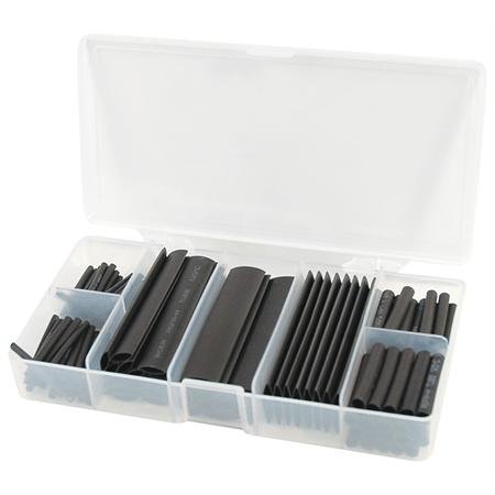 127 Piece Black Heat Shrink Tubing Kit - 1-3/8