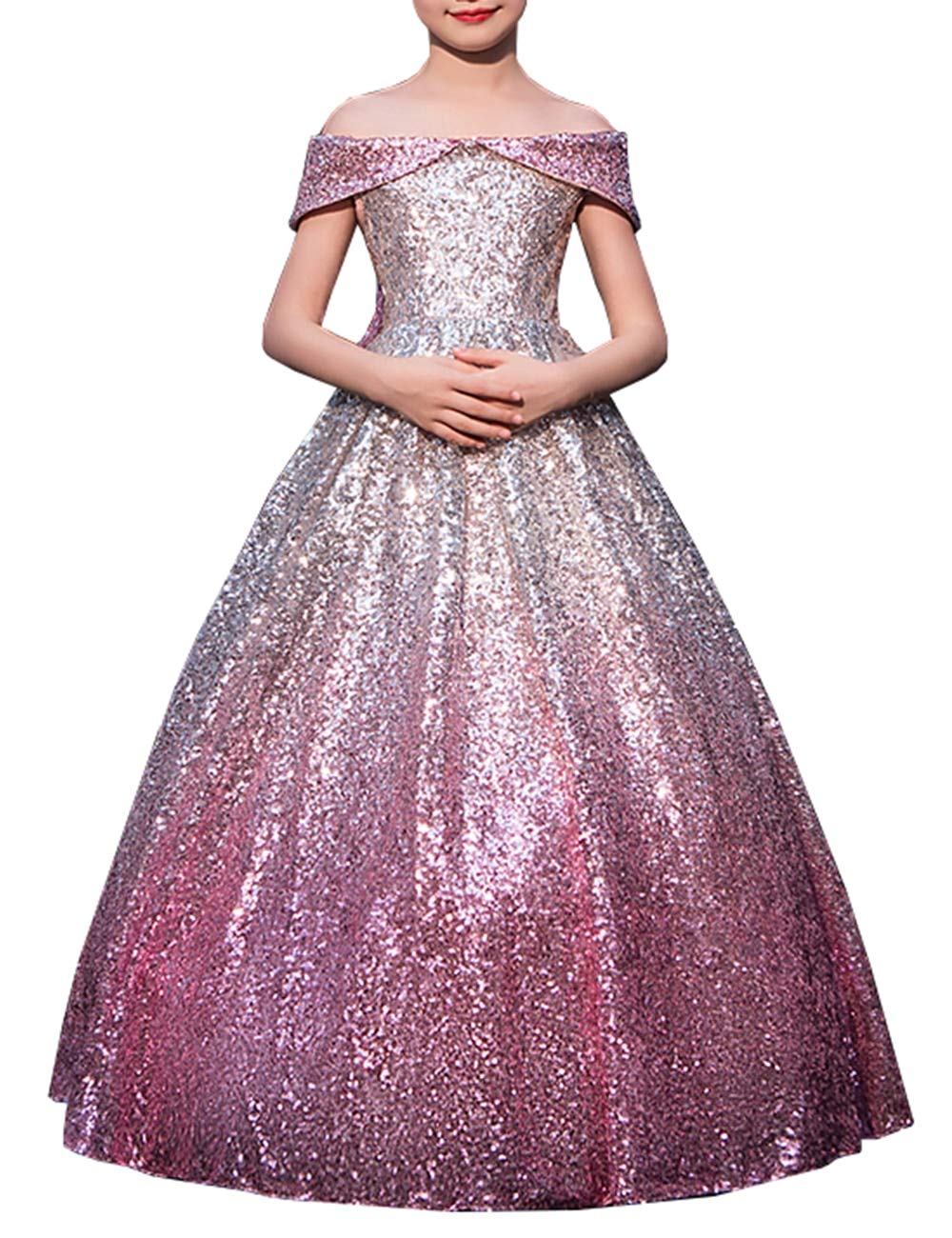 Gradient Sequin Flower Girl Dress for Weddings, Birthday Parties & Pageants - Sparkly Bridesmaid Dresses for Special Occasions | Perfect for Flower Girls, Pageant Queens & Special Events