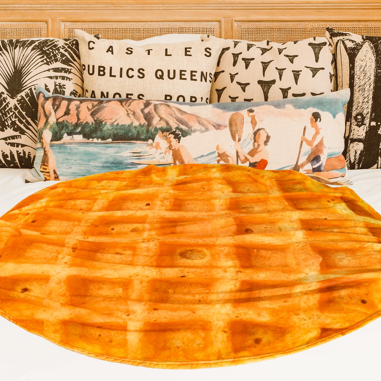 Excervent Realistic Waffle Blanket - 300 GSM Super Soft Flannel Throw Blanket (60x80 inches) | Funny Food-Themed Novelty Blanket for Couch, Bed & Gifts | Cozy Home Decor, Movie Nights & Winter Warmth