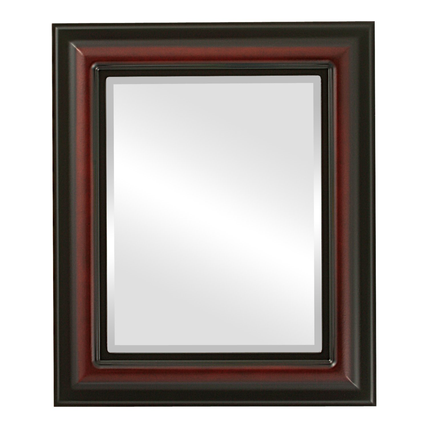 Lancaster Style Rosewood Rectangle Beveled Wall Mirror - 29x35 Inches - Elegant Home Decor for Living Room, Bedroom & Entryway