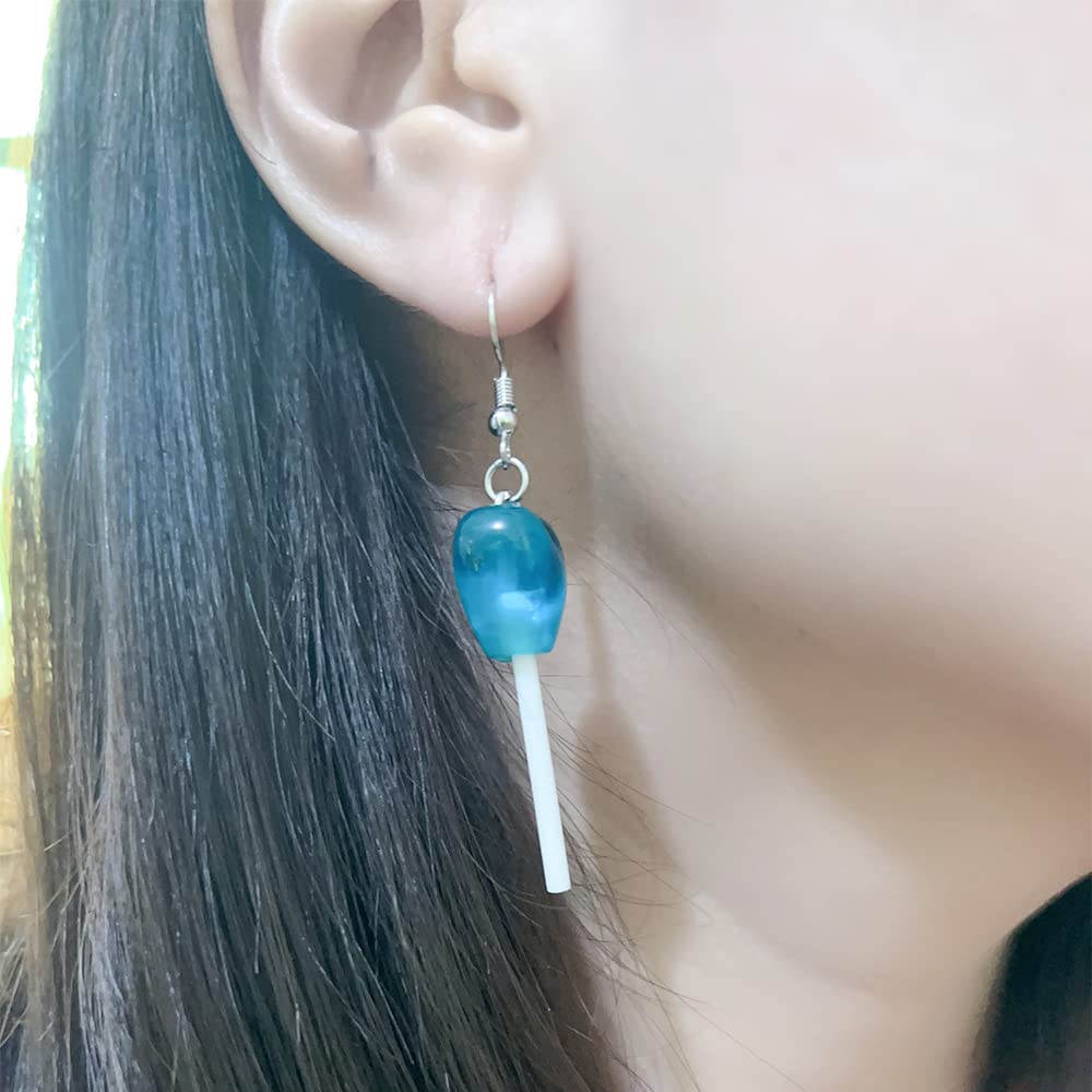 Sweet Lollipop Candy Drop Earrings for Women - Cute Resin Heart Dangle Earrings, 80s 90s Retro Style Valentine's Day Gift - Perfect for Parties, Cosplay & Everyday Fashion Accessories