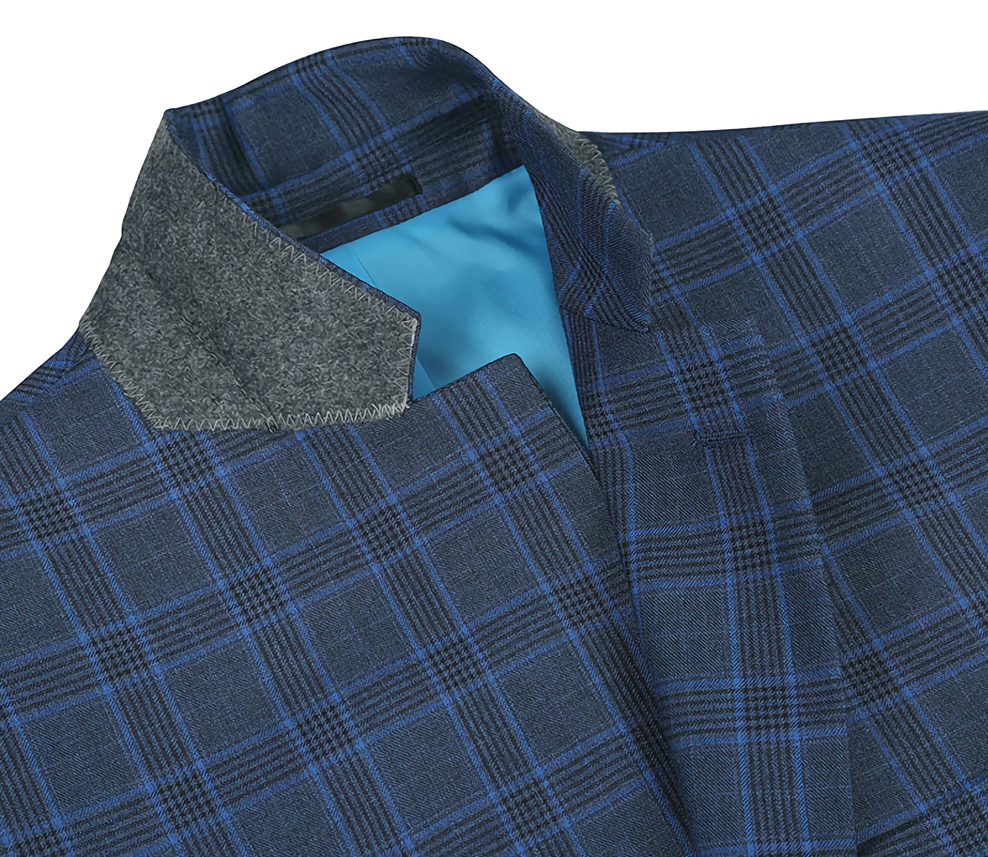 Blue Windowpane Regular Fit 2-Piece Dress Suit for Men | Business Attire, Office Wear & Formal Events