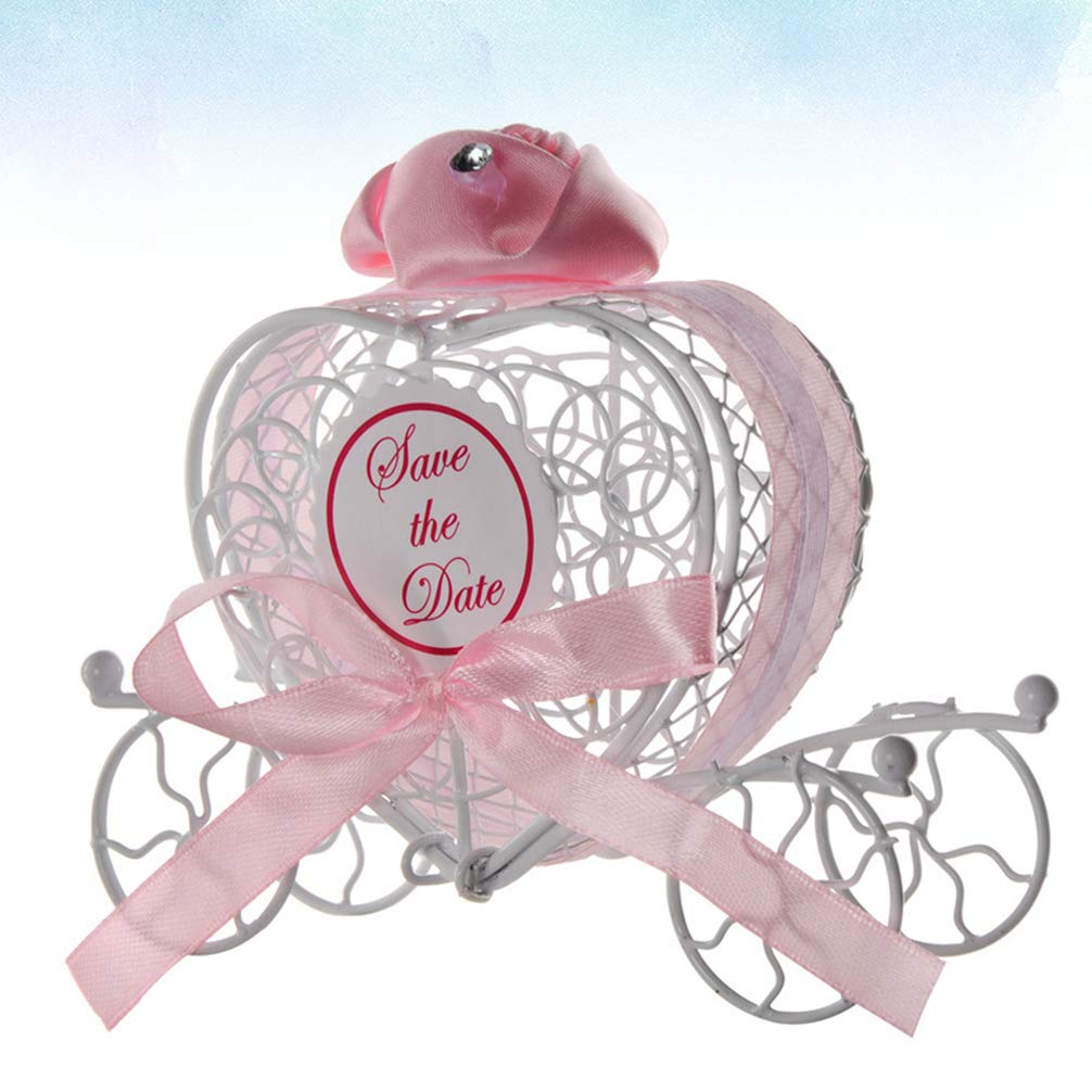 Happyyami 5pcs Heart-Shaped Chocolate Carriage Keepsake Box - Elegant Wedding Favor Candy Container for Guests, Romantic Candy Storage Case with Metal Stand - Perfect for Bridal Shower, Anniversary Gifts & Home Decor