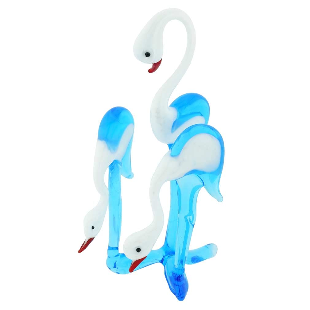 Venetian Murano Glass Heron Bird Trio Set - Handcrafted Italian Art Glass Decor for Home & Office - Perfect for Mantel, Shelf, or Tabletop Display