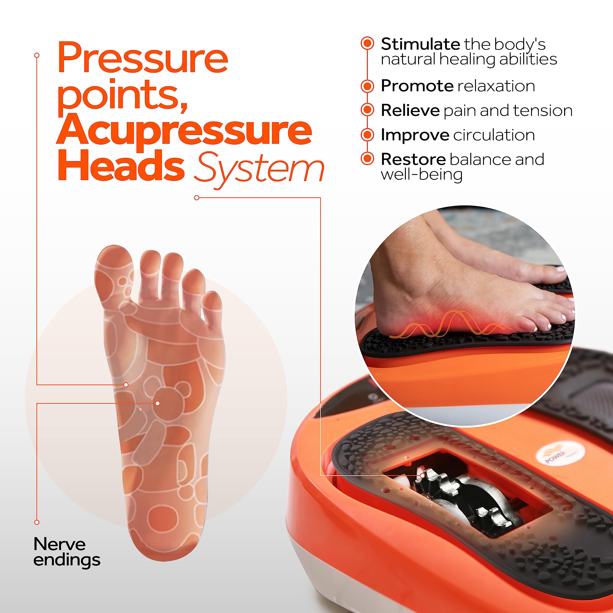 Electric Foot and Calf Massager with Remote Control - Adjustable Speed & Vibration for Neuropathy Pain Relief, Plantar Fasciitis & Blood Circulation - Home & Office Relaxation Massage Machine (Orange)