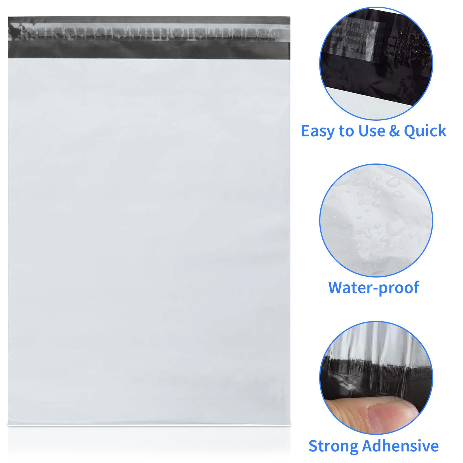 200 Pcs 11x14 Inch White Poly Mailers - Waterproof & Tear-Proof Self Seal Shipping Envelopes for Clothing, Soft Items & Ecommerce - Perfect for Online Stores, Boutiques & Small Business Shipping