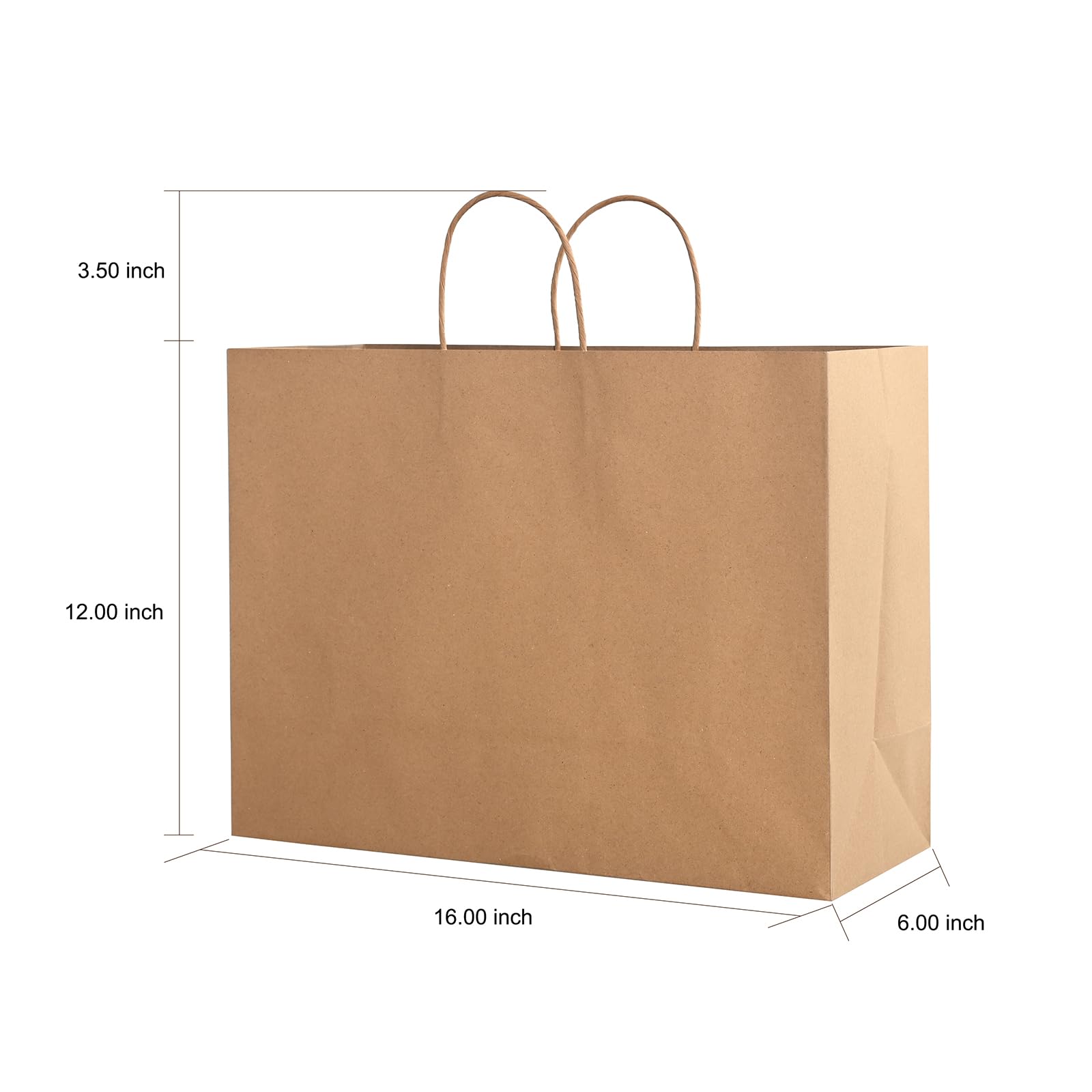50PCS Kraft Gift Bags with Handles - 16x6x12 Inch Large Brown Paper Bags Bulk for Birthday Party, Grocery Retail, Shopping Business | Eco-Friendly Packaging for Gifts, Parties & Store Merchandise
