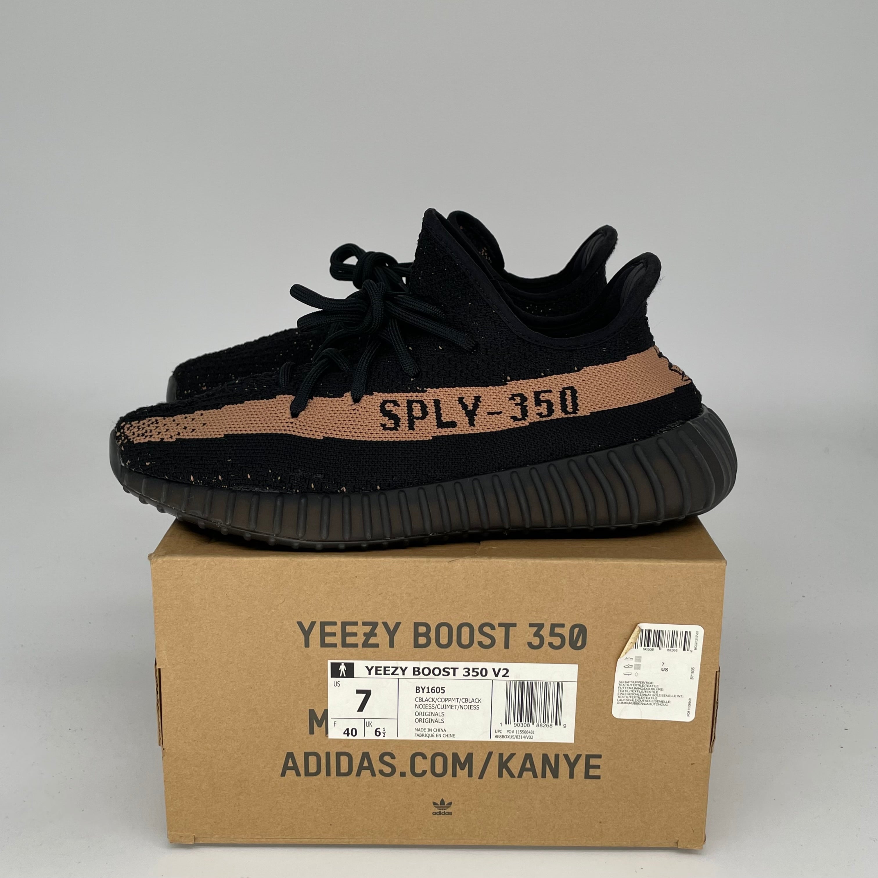 Adidas Yeezy Boost 350 V2 Core Black Copper - Men's Running Shoes Size 7 [BY1605] | Comfortable Sneakers for Gym, Workout & Casual Wear